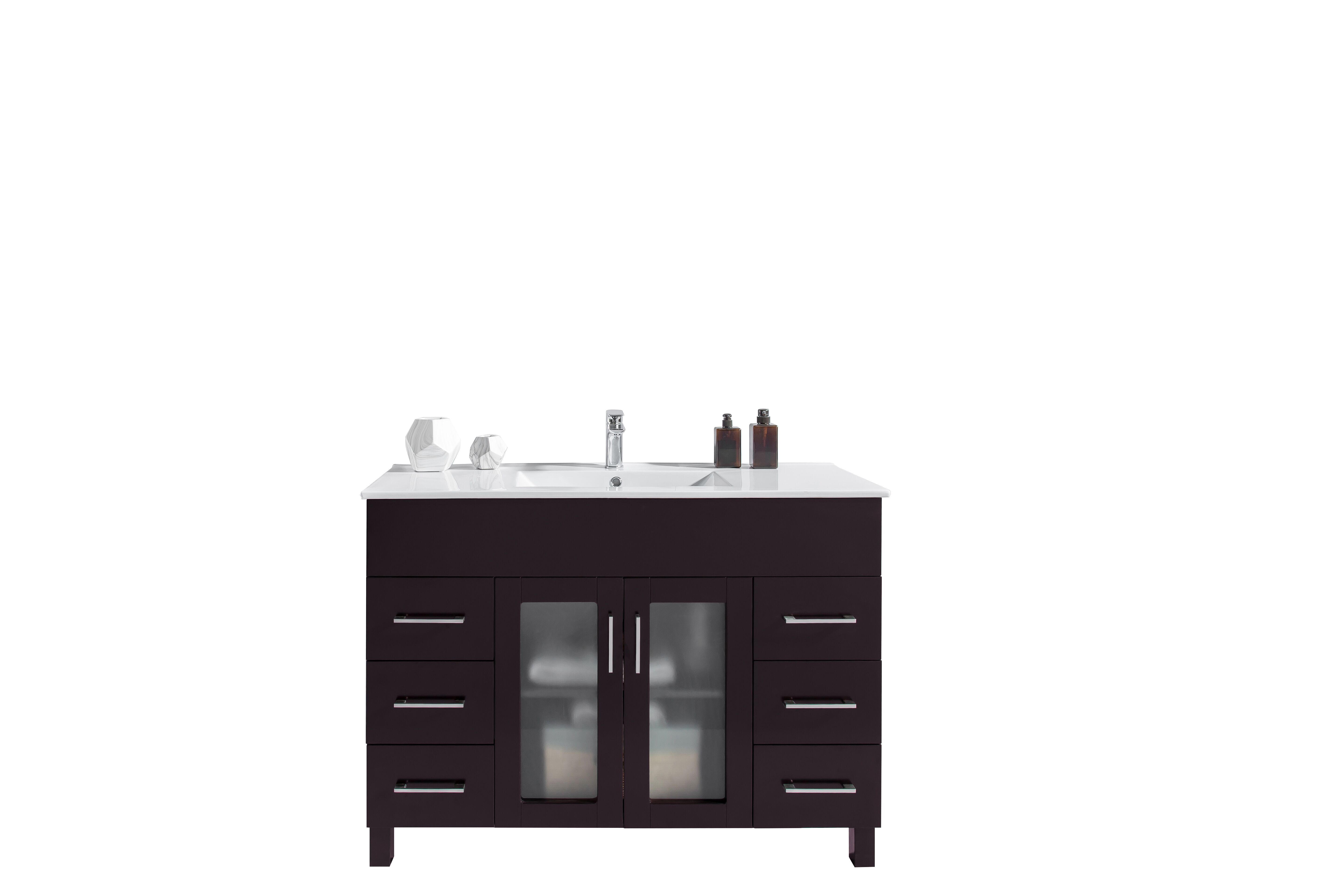 48" Single Bathroom Vanity Cabinet + Ceramic Basin Counter with Color and Mirror Options