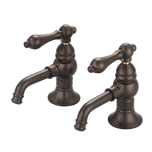 Vintage Classic Basin Cocks Lavatory Faucets in Oil-rubbed Bronze Finish Finish With Metal Lever Handles Without Labels