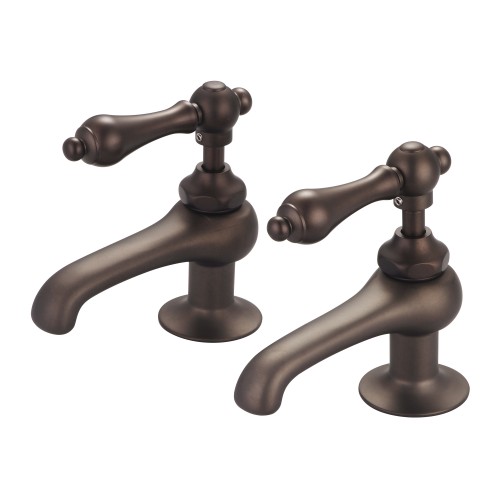 Vintage Classic Basin Cocks Lavatory Faucets in Oil-rubbed Bronze Finish Finish With Handles and Labels Options