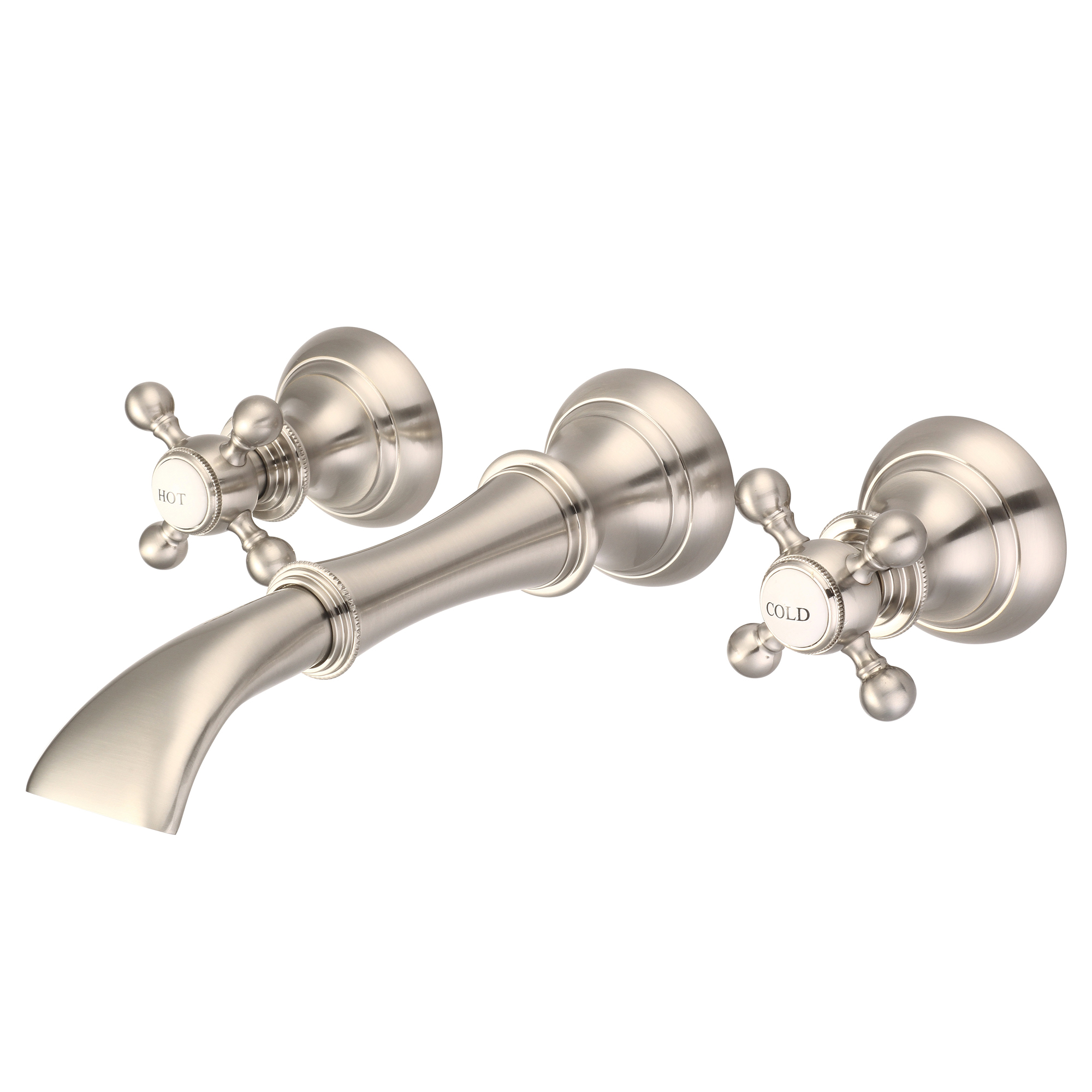 Waterfall Style Wall-mounted Lavatory Faucet in Brushed Nickel Finish