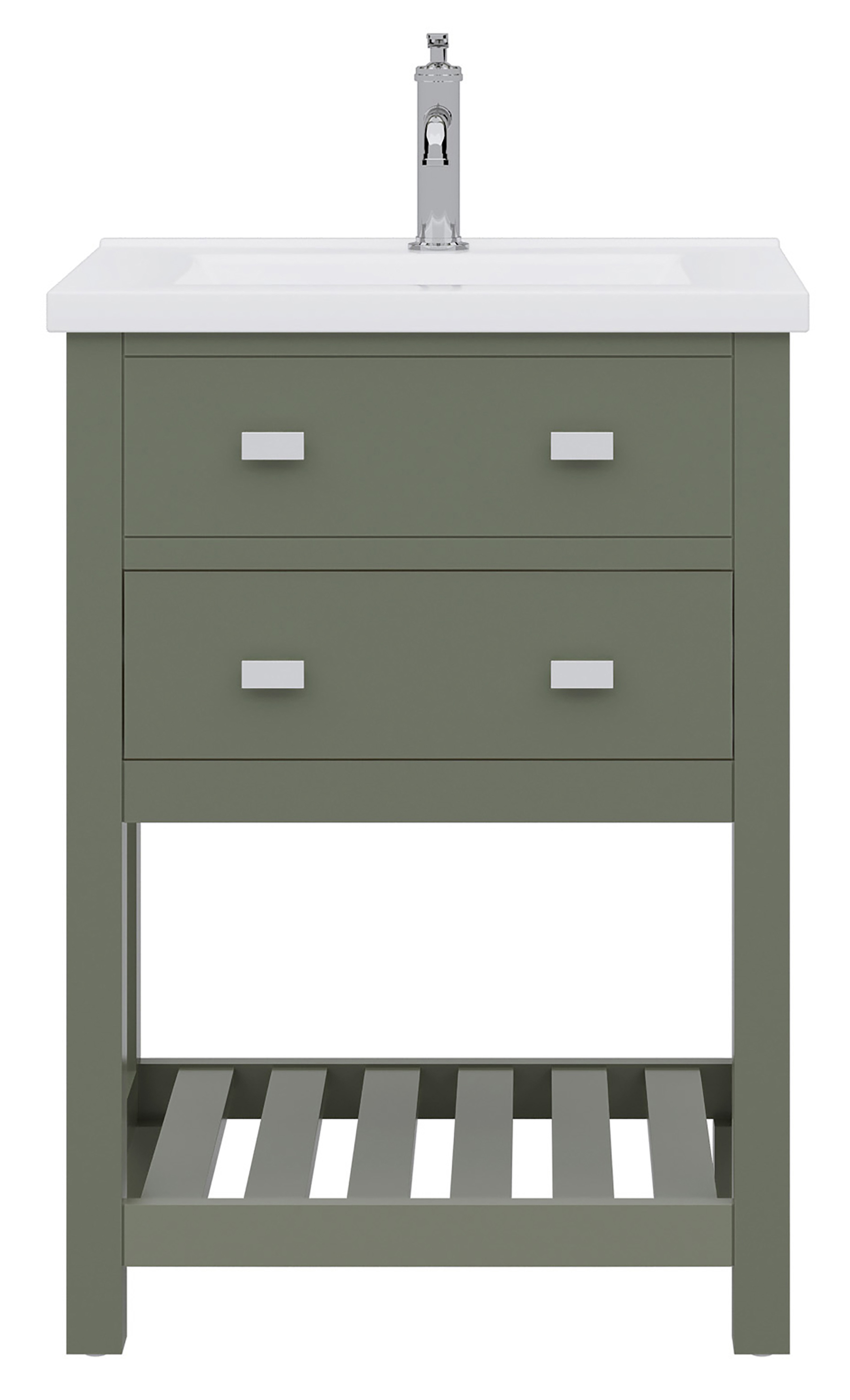 30" Integrated Ceramic Sink Top Vanity in Glacial Green with Faucet Options