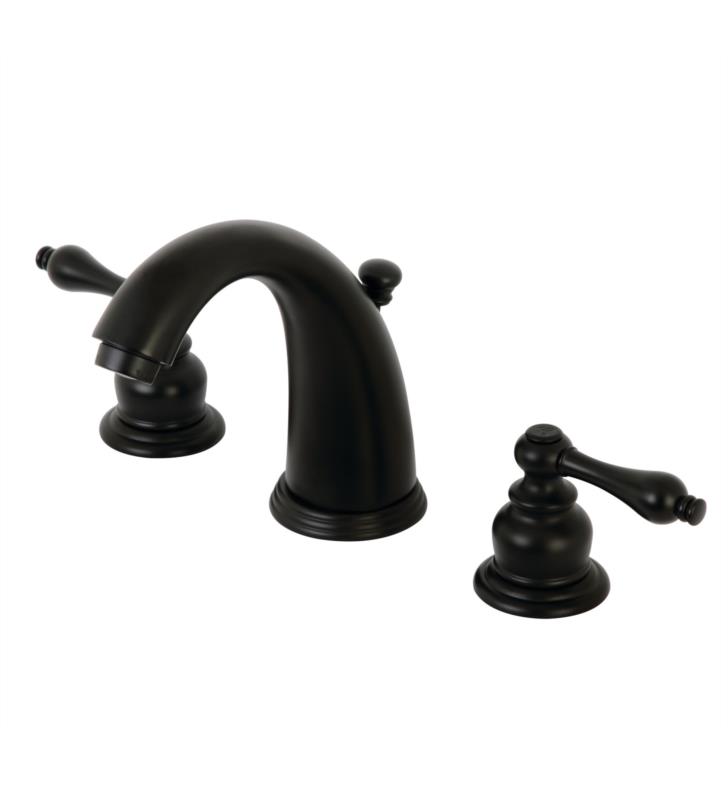 Victorian 5 3/4" Double Metal Lever Handle Widespread Bathroom Sink Faucet with Pop-Up Drain in Matte Black