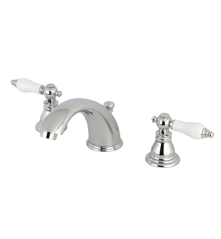 American Patriot 4 1/8" Double Porcelain Lever Handle Widespread Bathroom Sink Faucet with Pop-Up Drain