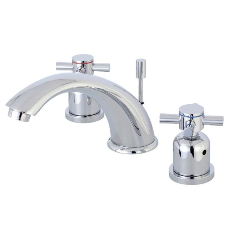 Concord 4 1/8" Double Metal Cross Handle Widespread Bathroom Sink Faucet with Pop-Up Drain
