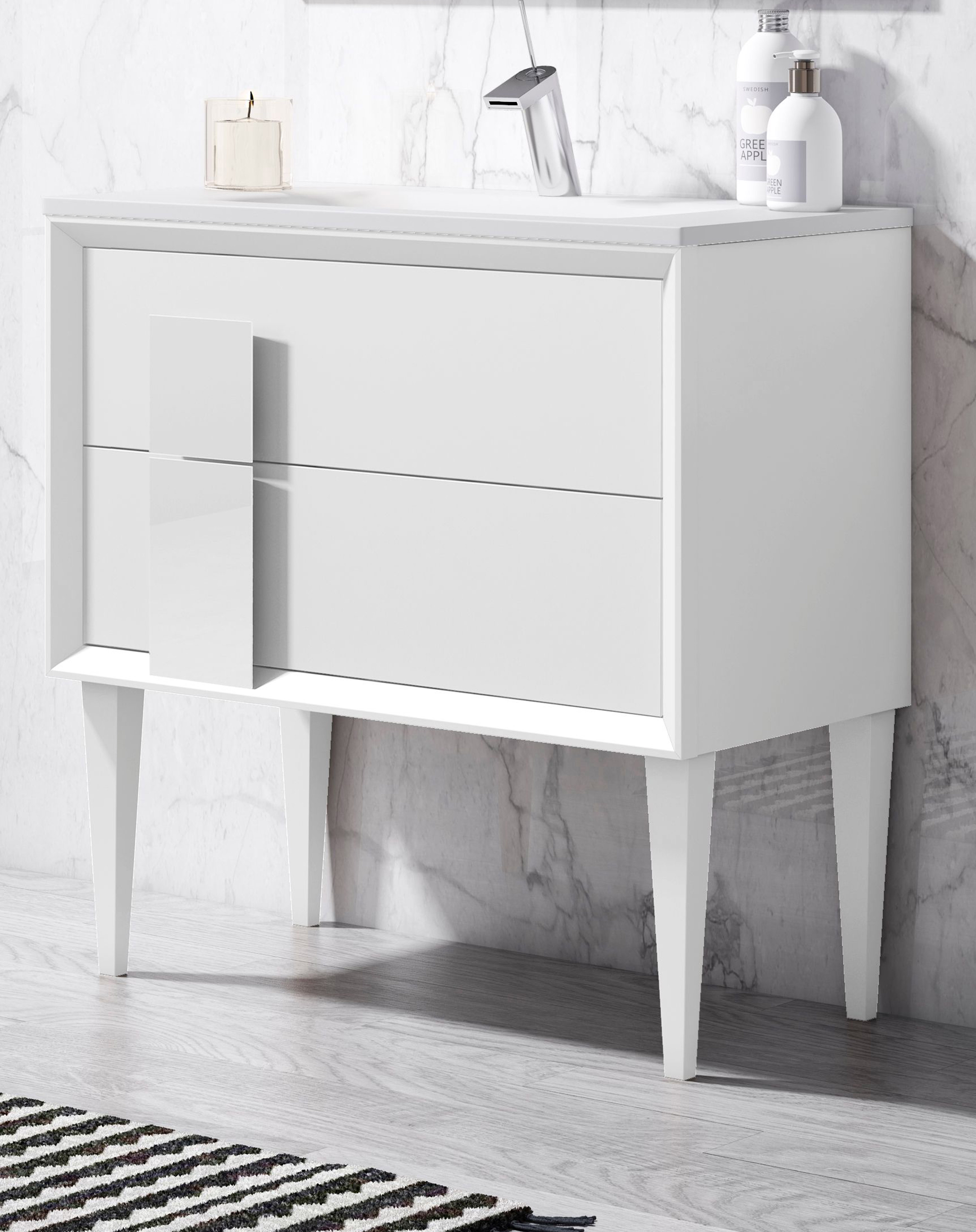 32" Free Standing Single Sink Bathroom Vanity 2 Drawer Ceramic Sink with 5 Color Options