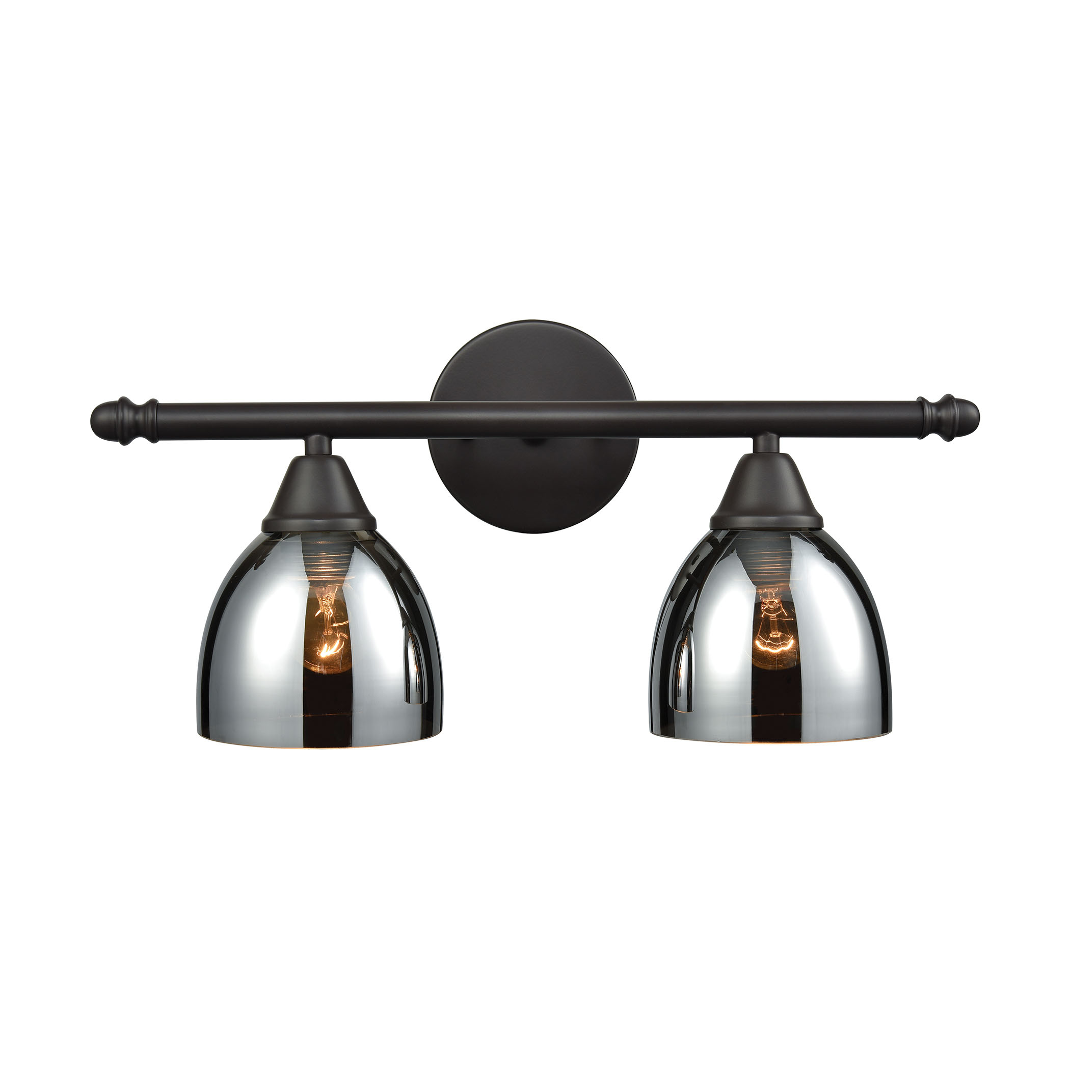 Reflections 2 Light Vanity in Oil Rubbed Bronze with Chrome Plated Glass