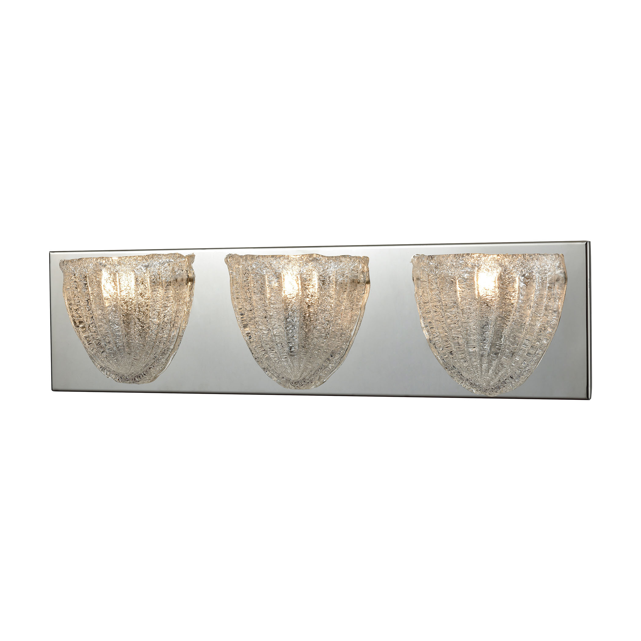 Verannis 3 Light Vanity in Polished Chrome with Hand-Formed Clear Sugar Glass