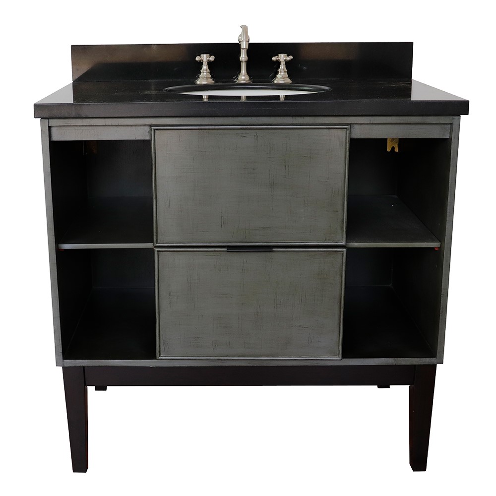 36" Single Vanity in Linen Gray Finish - Cabinet Only with Backsplash, Mirror and Countertop Options