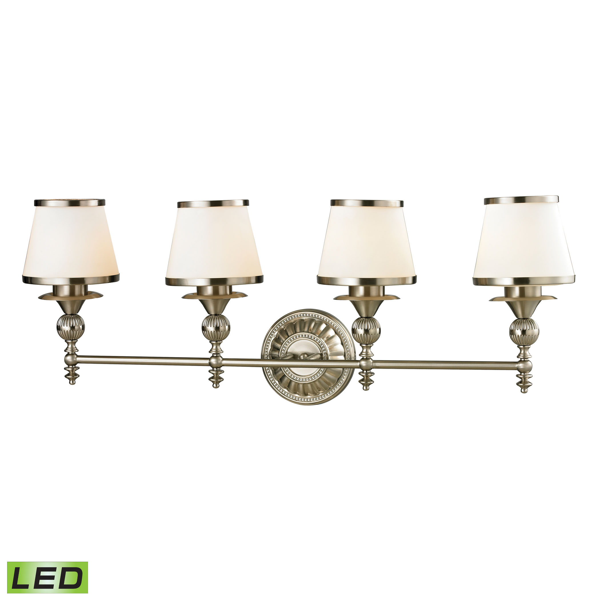 Smithfield Collection 4 Light Bath in Brushed Nickel - LED, 800 Lumens (3200 Lumens Total) with Full