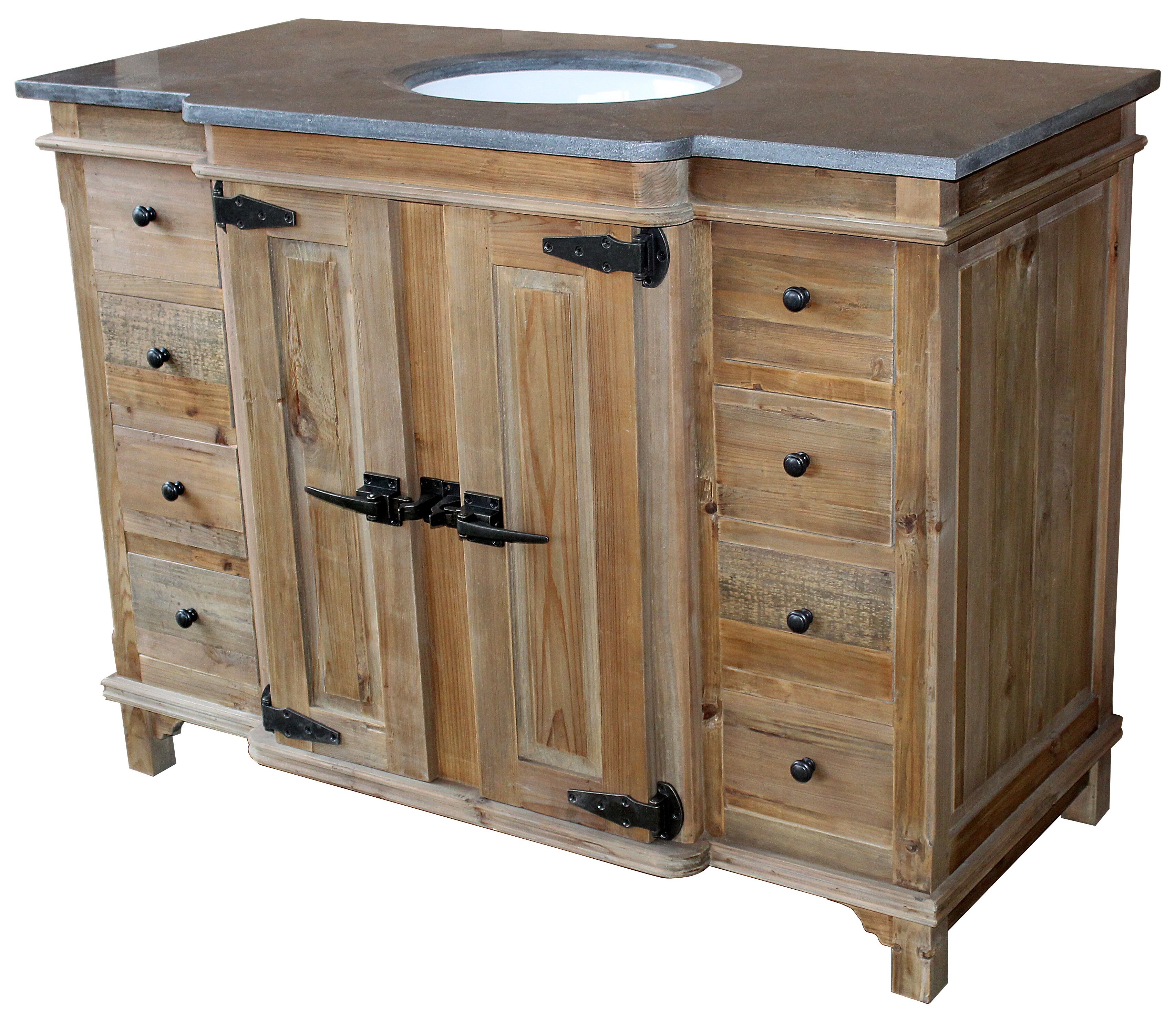 48" Handcrafted Reclaimed Pine Solid Wood Single Fridgey Bath Vanity Natural Finish