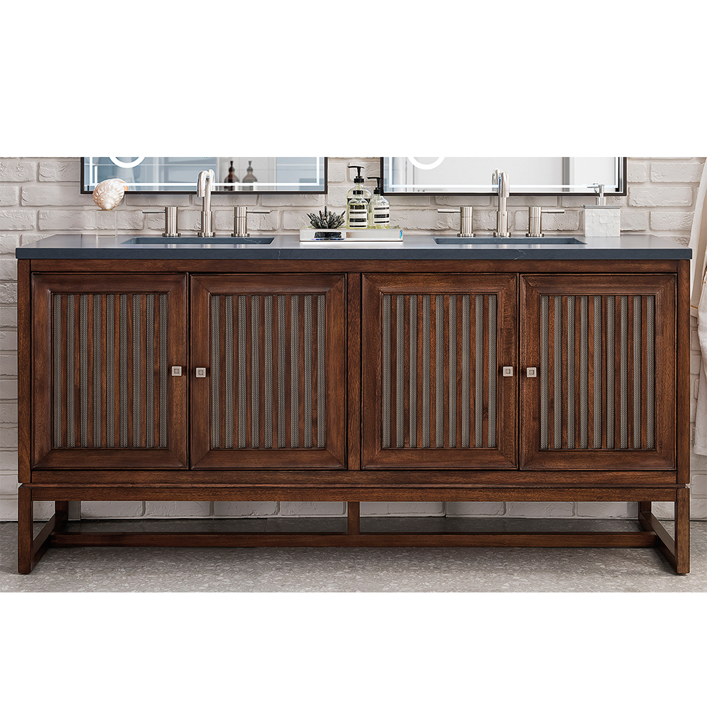 James Martin Athens Collection 72" Double Vanity Cabinet, Mid Century Acacia