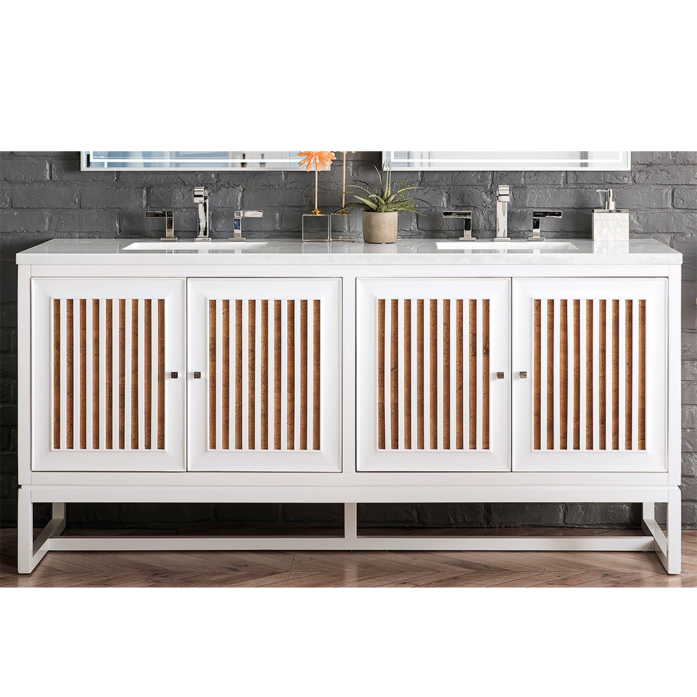 James Martin Athens Collection 72" Double Vanity Cabinet, Glossy White