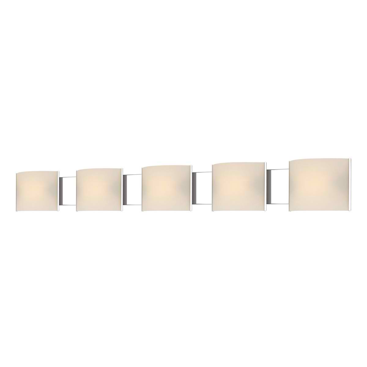 Pannelli Vanity - 5 Light with Lamps. White Opal Glass / Chrome Finish