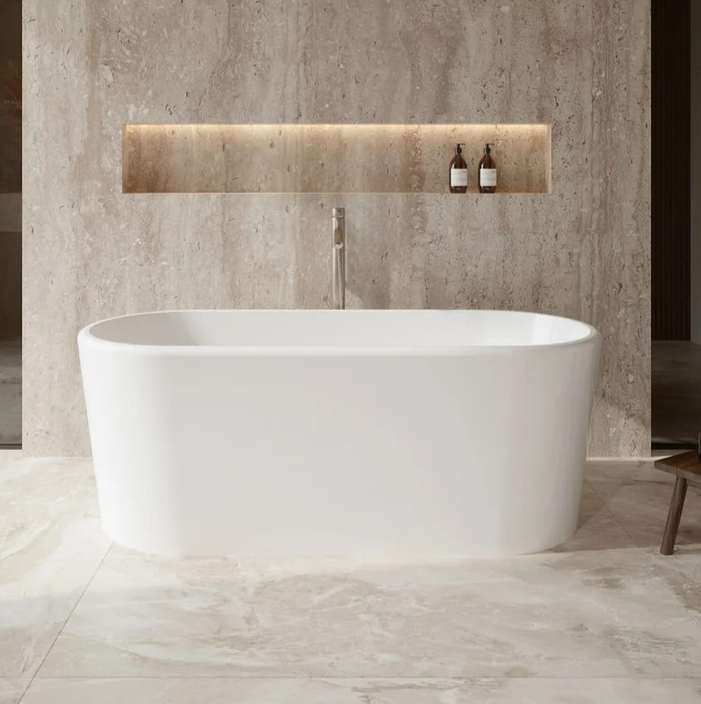 Modern Fitting 67" Freestanding Bathtub in White with Polished Chrome Drain and Overflow Trim Options and Faucet Option
