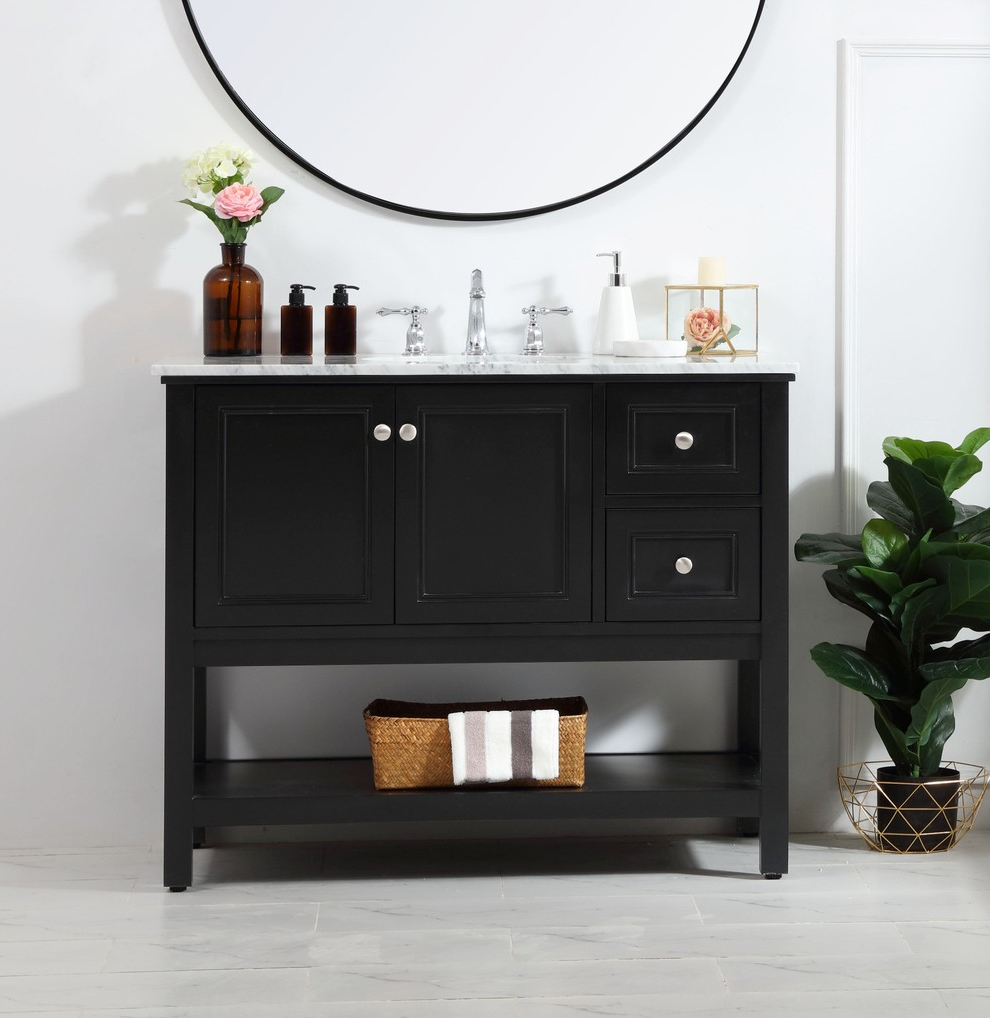 Modern Fitting 42" Single Bathroom Vanity in Black Finish