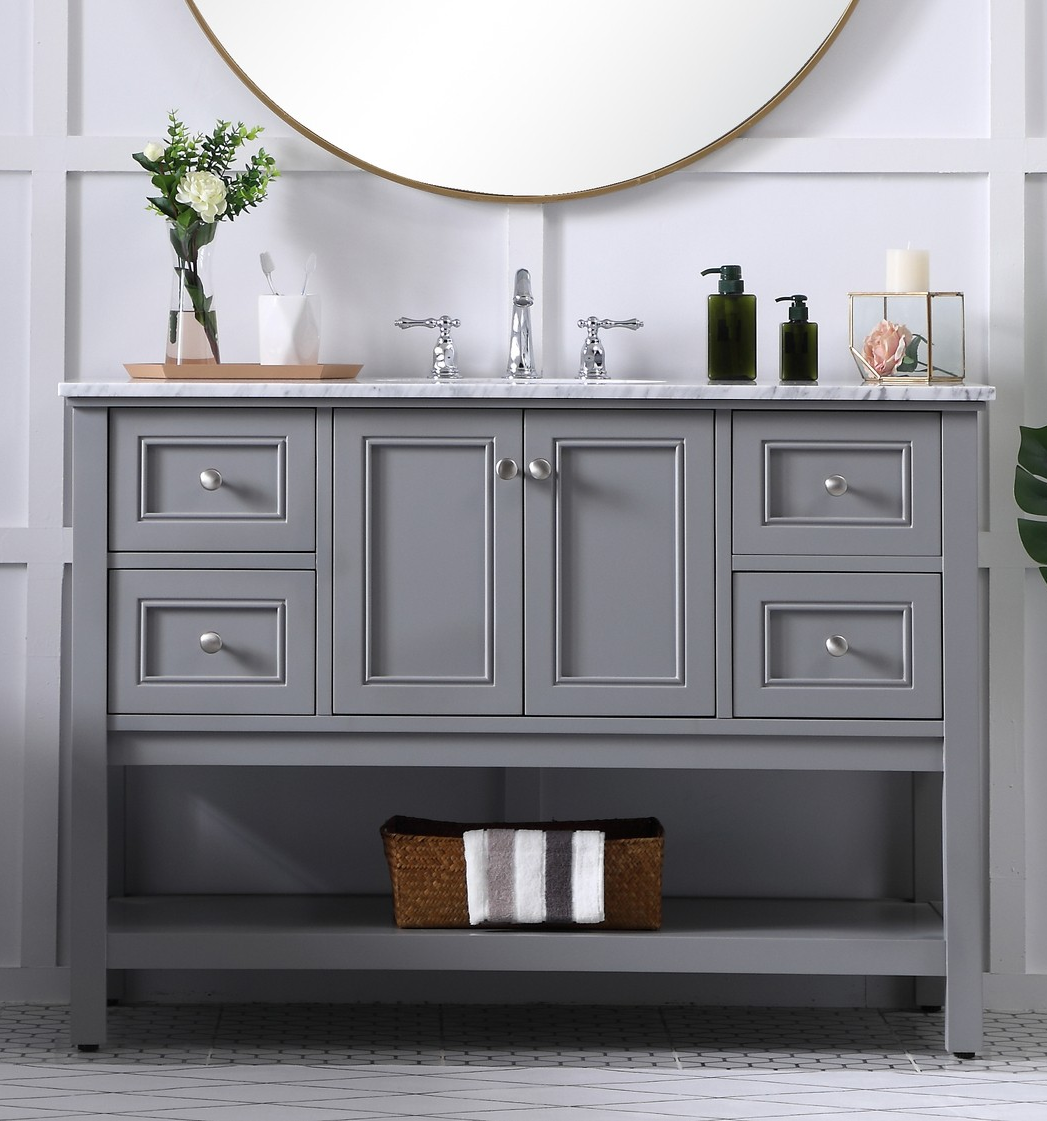 Modern Fitting 48" Single Bathroom Vanity in Grey Finish