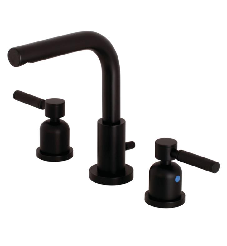 Kaiser 7 5/8" Double Metal Lever Handle Widespread Bathroom Sink Faucet with Pop-Up Drain in Matte Black