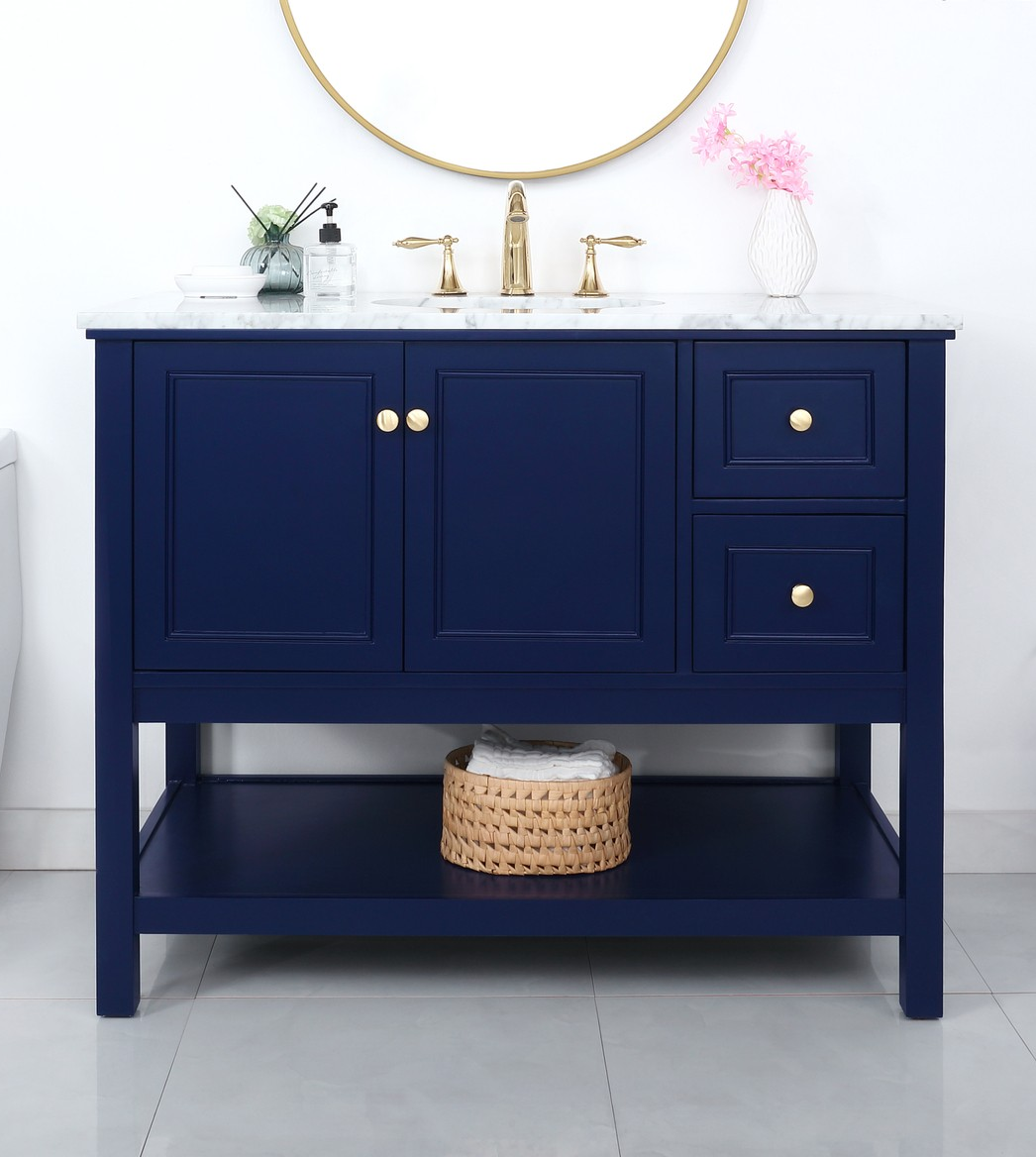 Modern Fitting 42" Single Bathroom Vanity in Blue