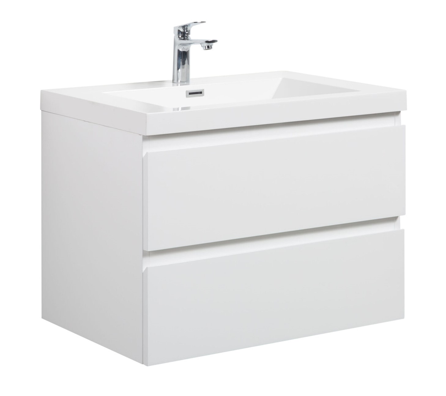 Aurora 24" Glossy Polar White Wall Hung Bathroom Vanity with White Acrylic Countertop