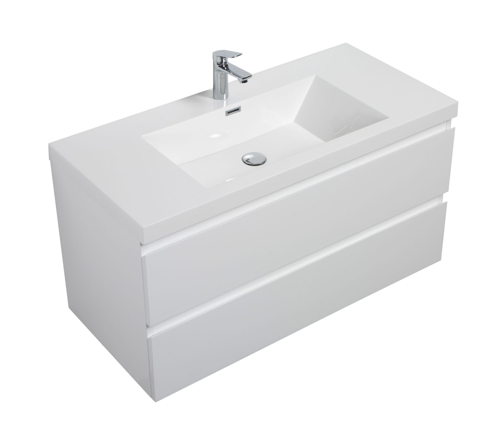 Aurora 36" Glossy Polar White Wall Hung Bathroom Vanity with White Acrylic Countertop