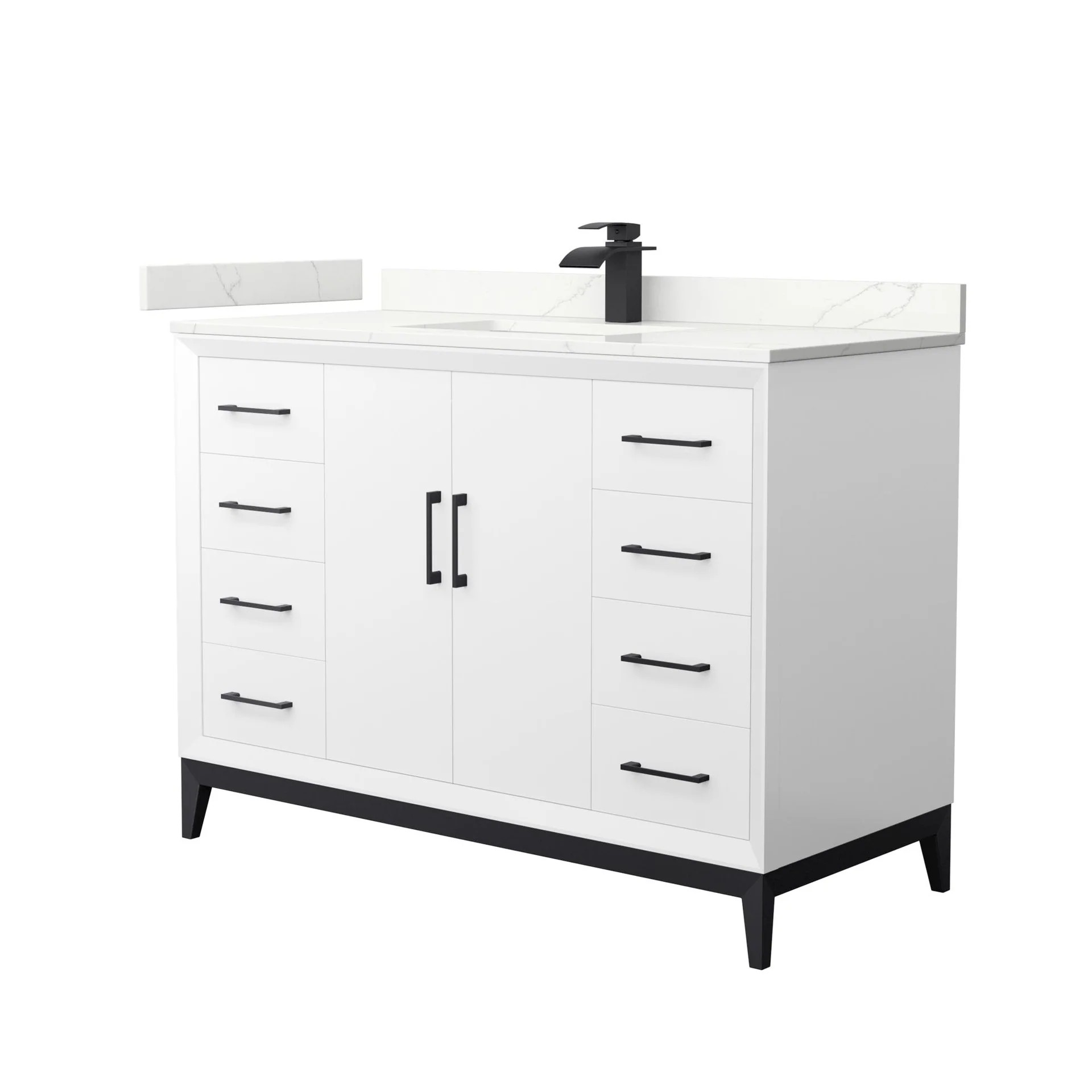 48 Inch Single Bathroom Vanity in White with Countertop and Hardware Options