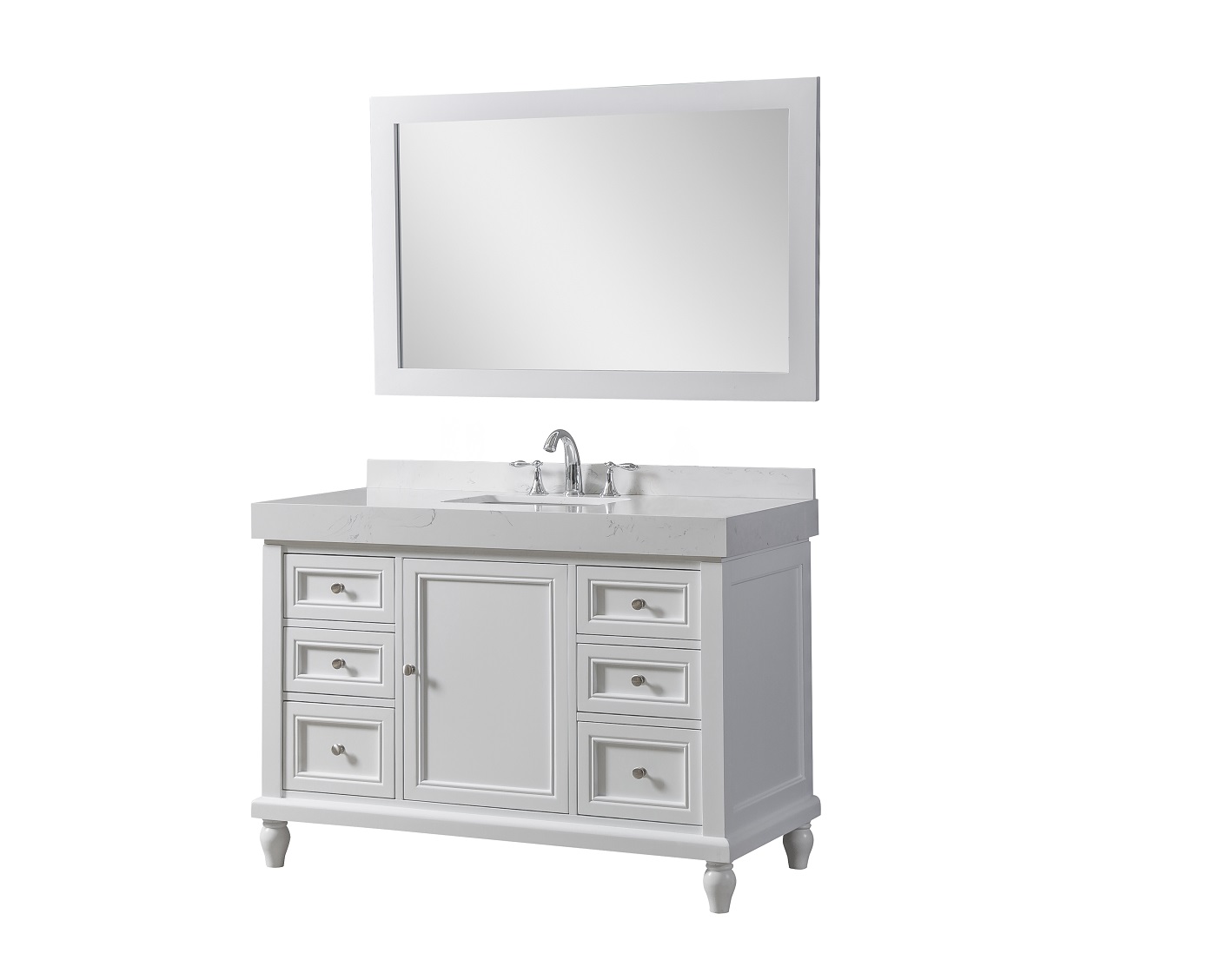 48" Vanity in White with White Culture Marble Top 