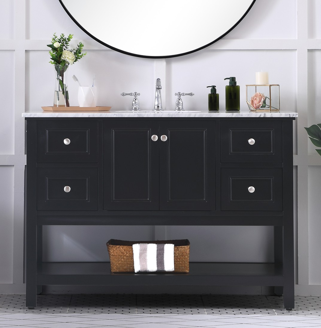 Modern Fitting 48" Single Bathroom Vanity in Black Finish