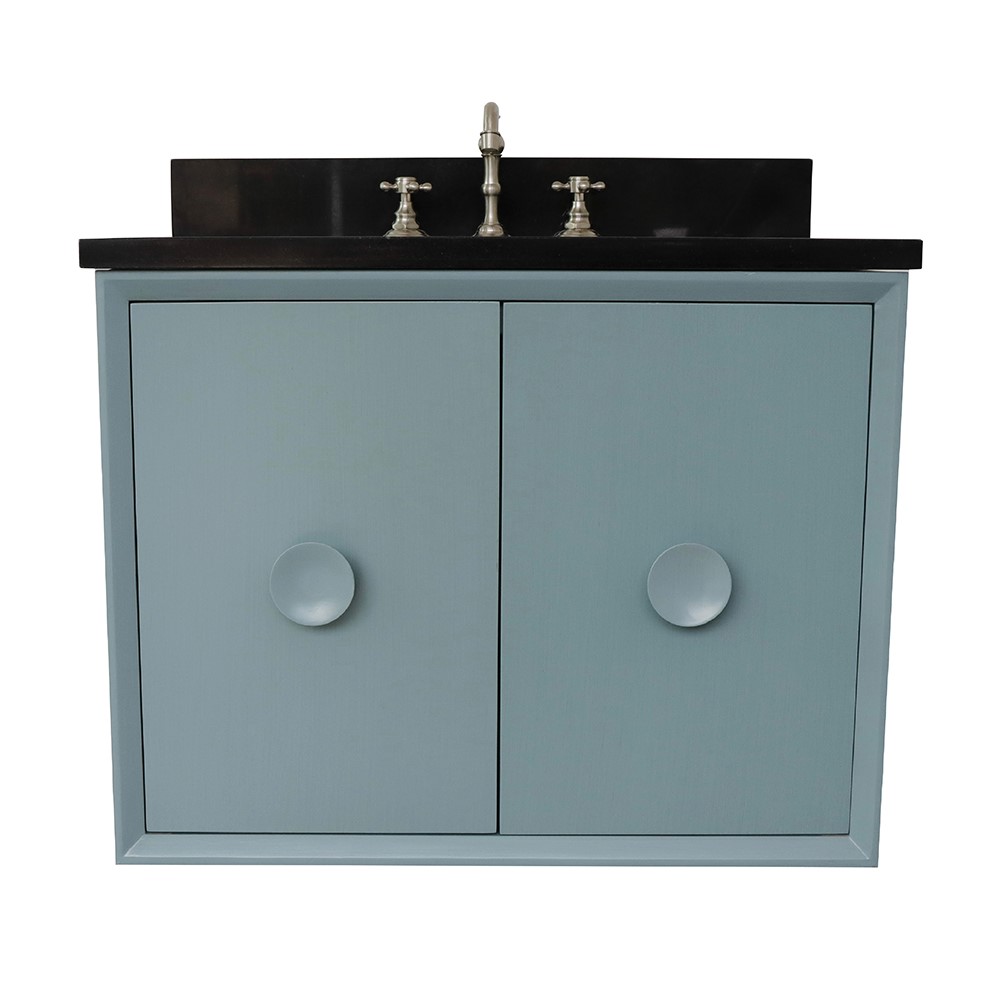 30" Single Wall Mount Vanity in Aqua Blue Finish - Cabinet Only with Countertop, Backsplash and Mirror Options