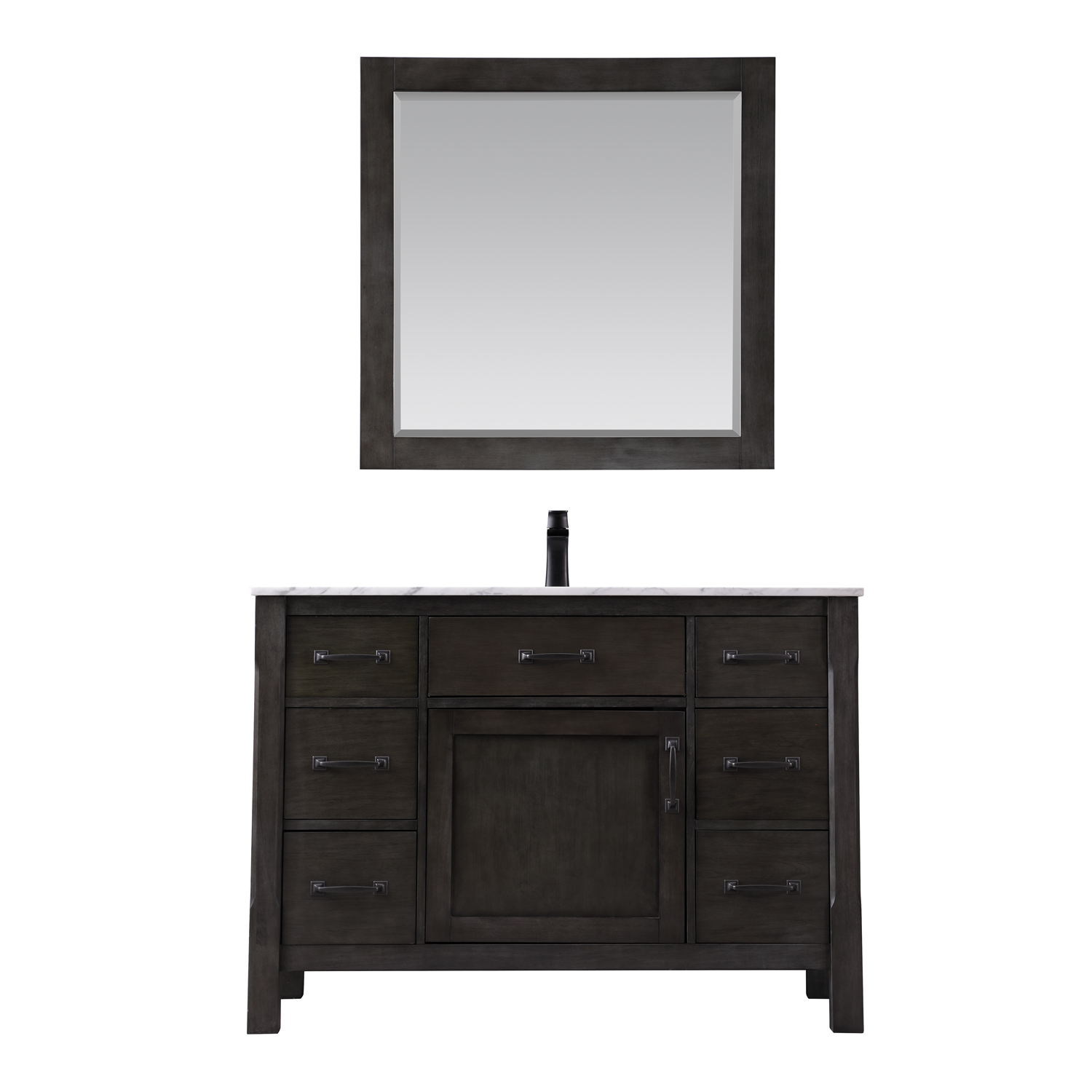 Issac Edwards Collection 48" Single Bathroom Vanity Set in Rust Black and Carrara White Marble Countertop without Mirror