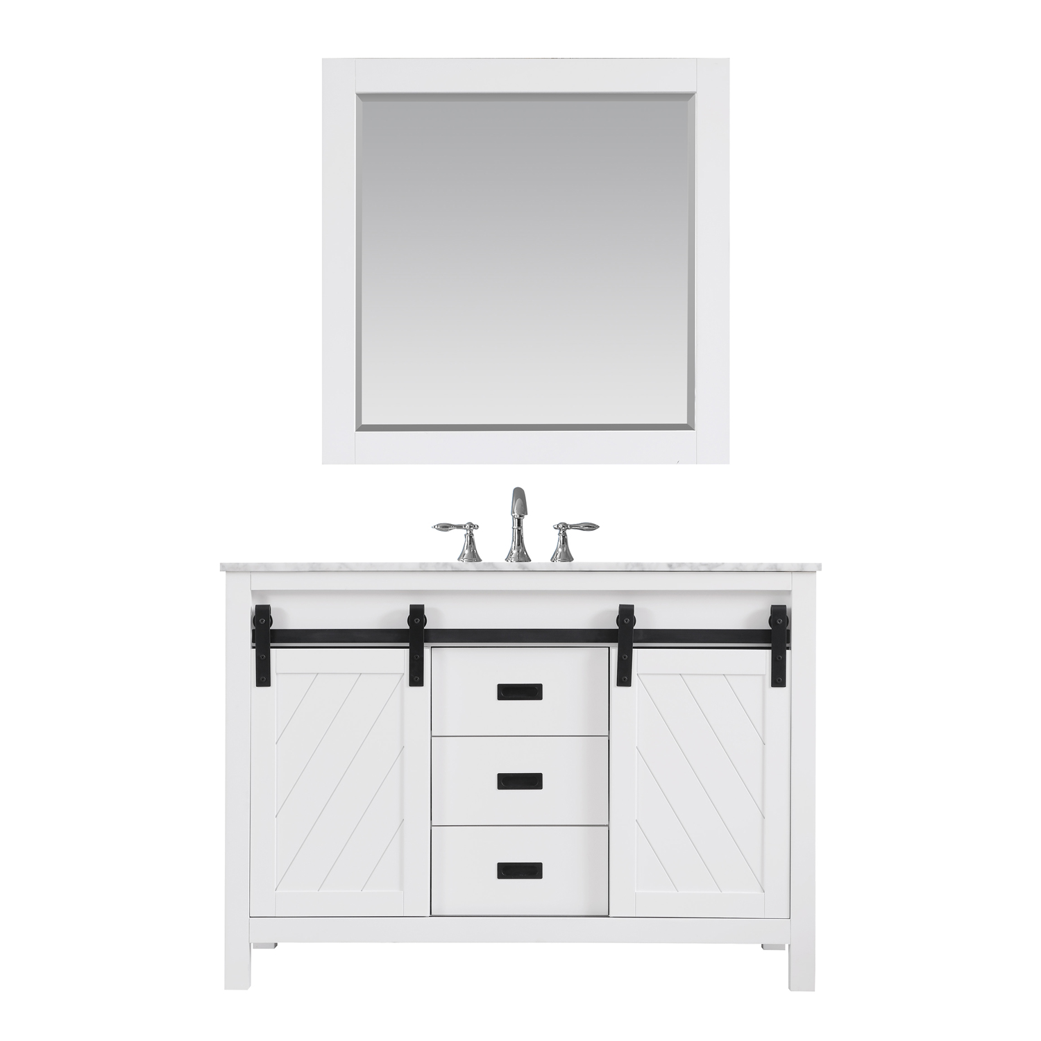 Issac Edwards Collection 48" Single Bathroom Vanity Set in White and Carrara White Marble Countertop without Mirror 