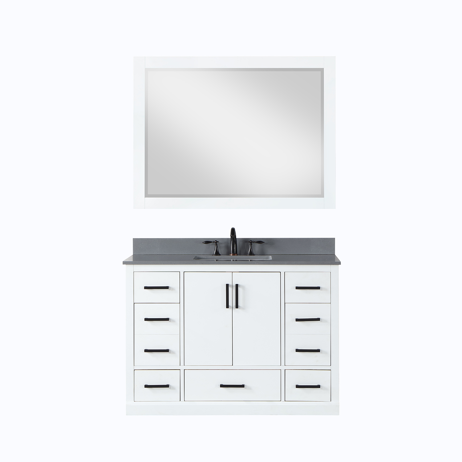 Issac Edwards Collection 48" Single Bathroom Vanity Set in White with Concrete Grey Composite Stone Countertop without Mirror 