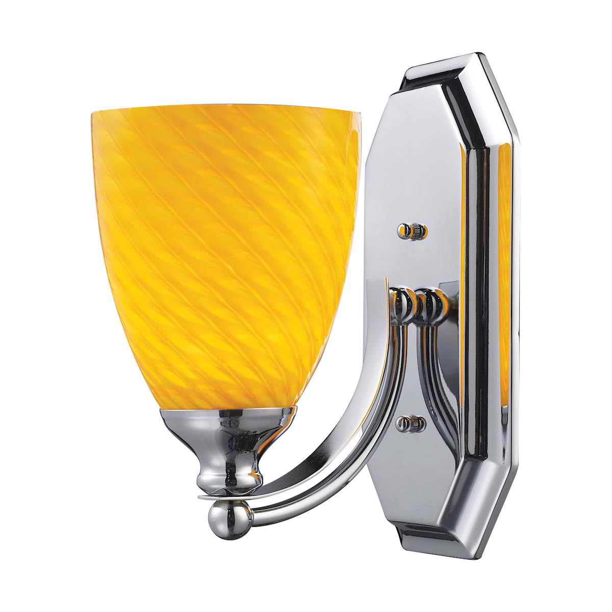 Vanity 1 Light Chrome Finish with Canary Glass