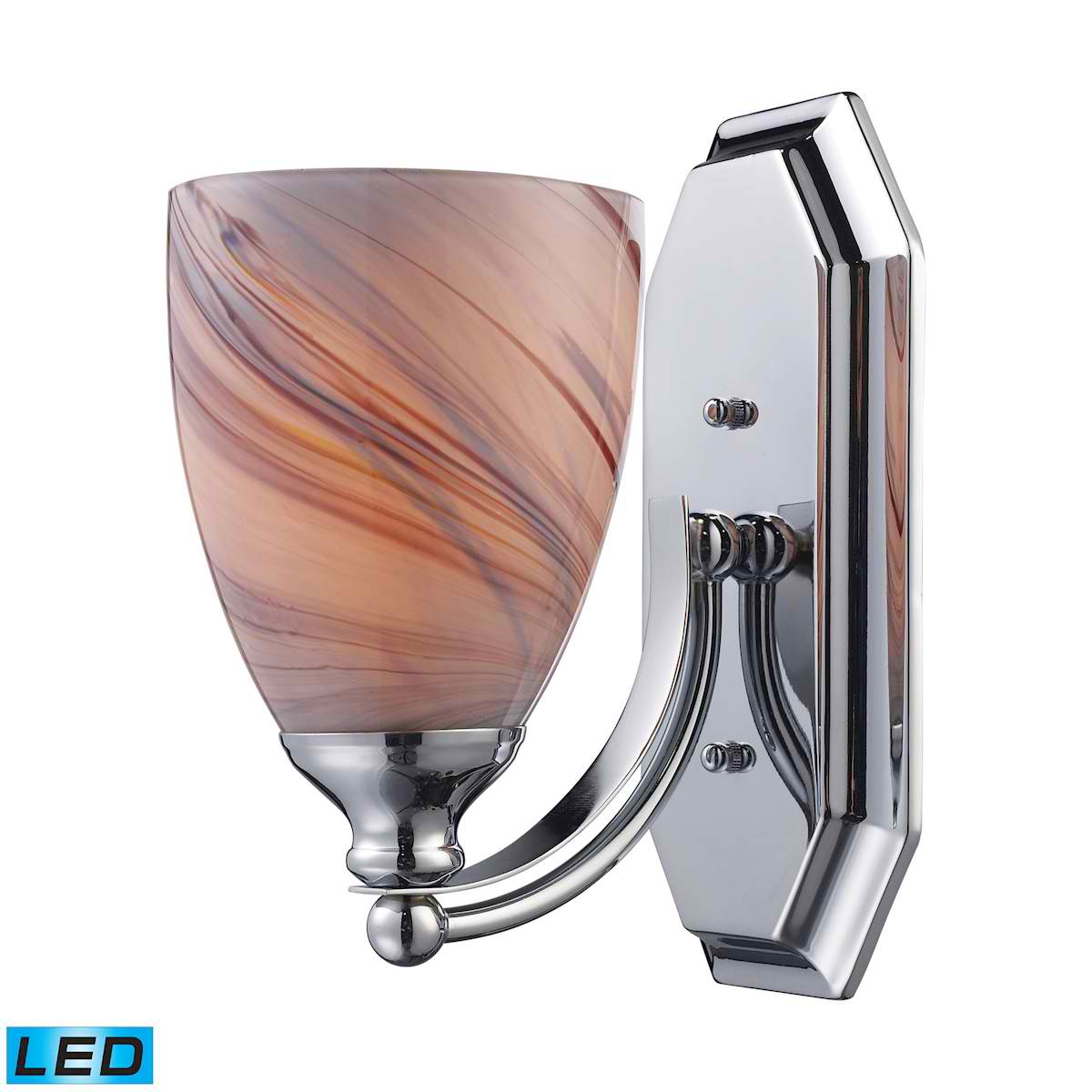 1 Light Vanity in Polished Chrome and Creme Glass - LED Offering Up To 800 Lumens (60 Watt Equivalent)