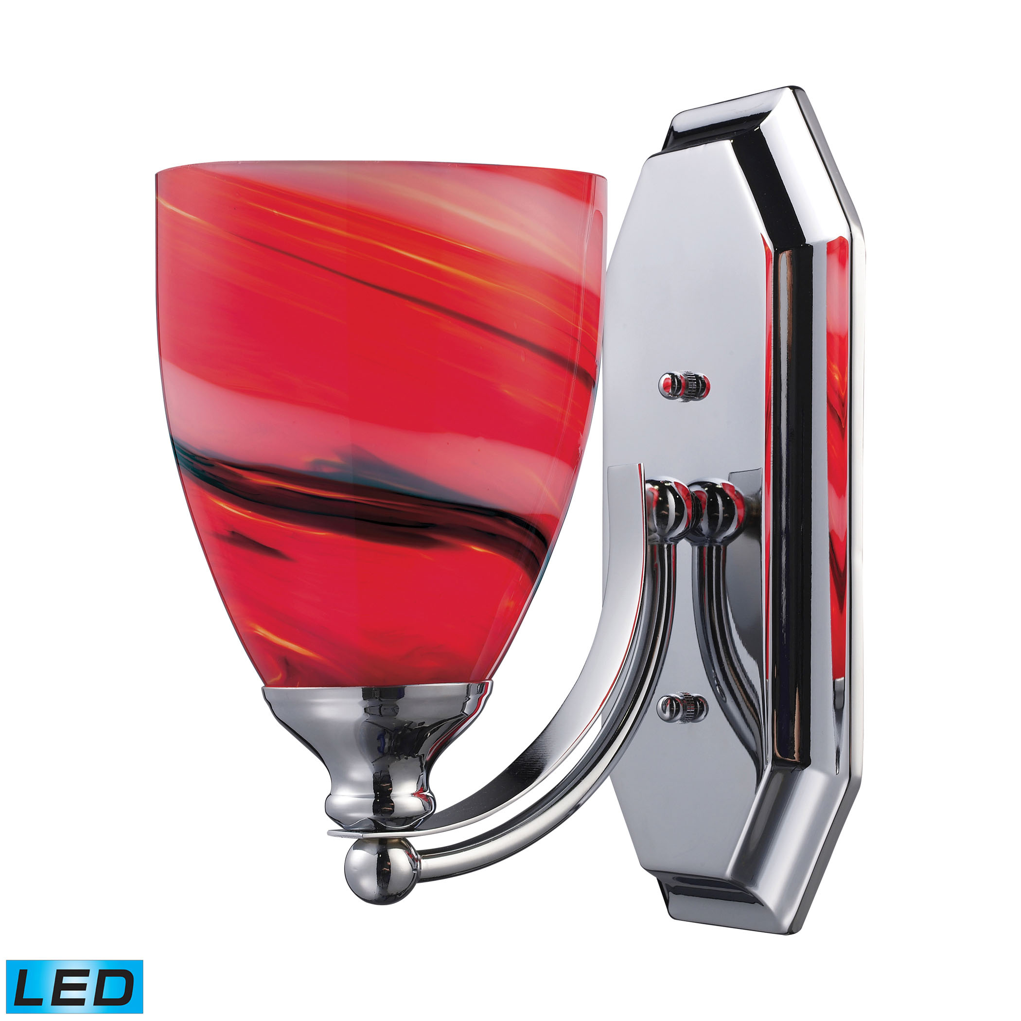1 Light Vanity in Polished Chrome and Candy Glass - LED Offering Up To 800 Lumens (60 Watt Equivalent)