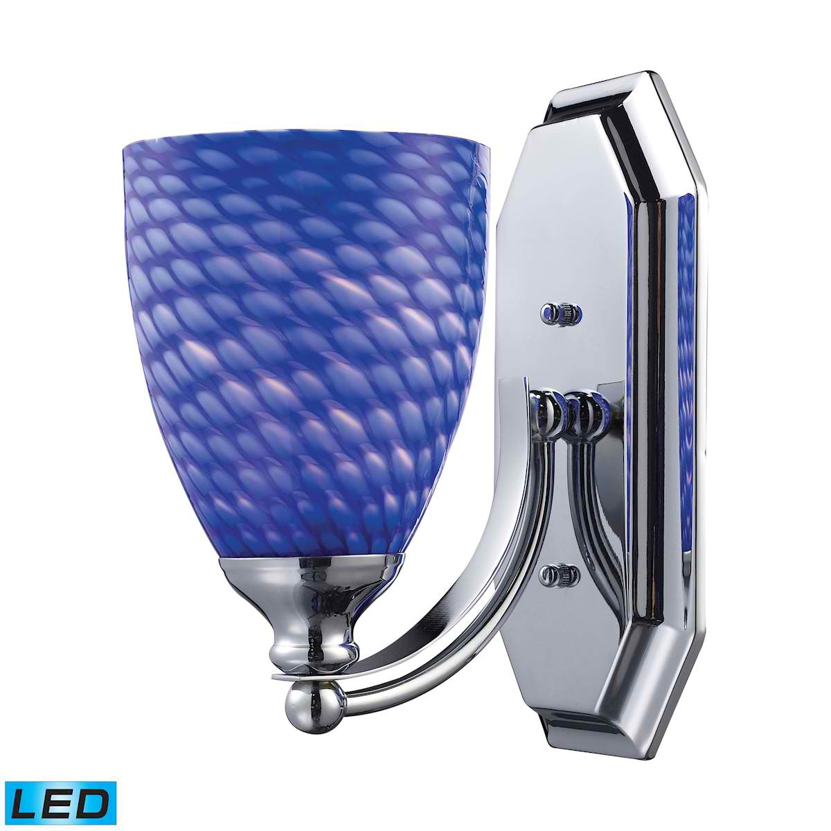 1 Light Vanity in Polished Chrome and Sapphire Glass - LED Offering Up To 800 Lumens (60 Watt Equivalent)