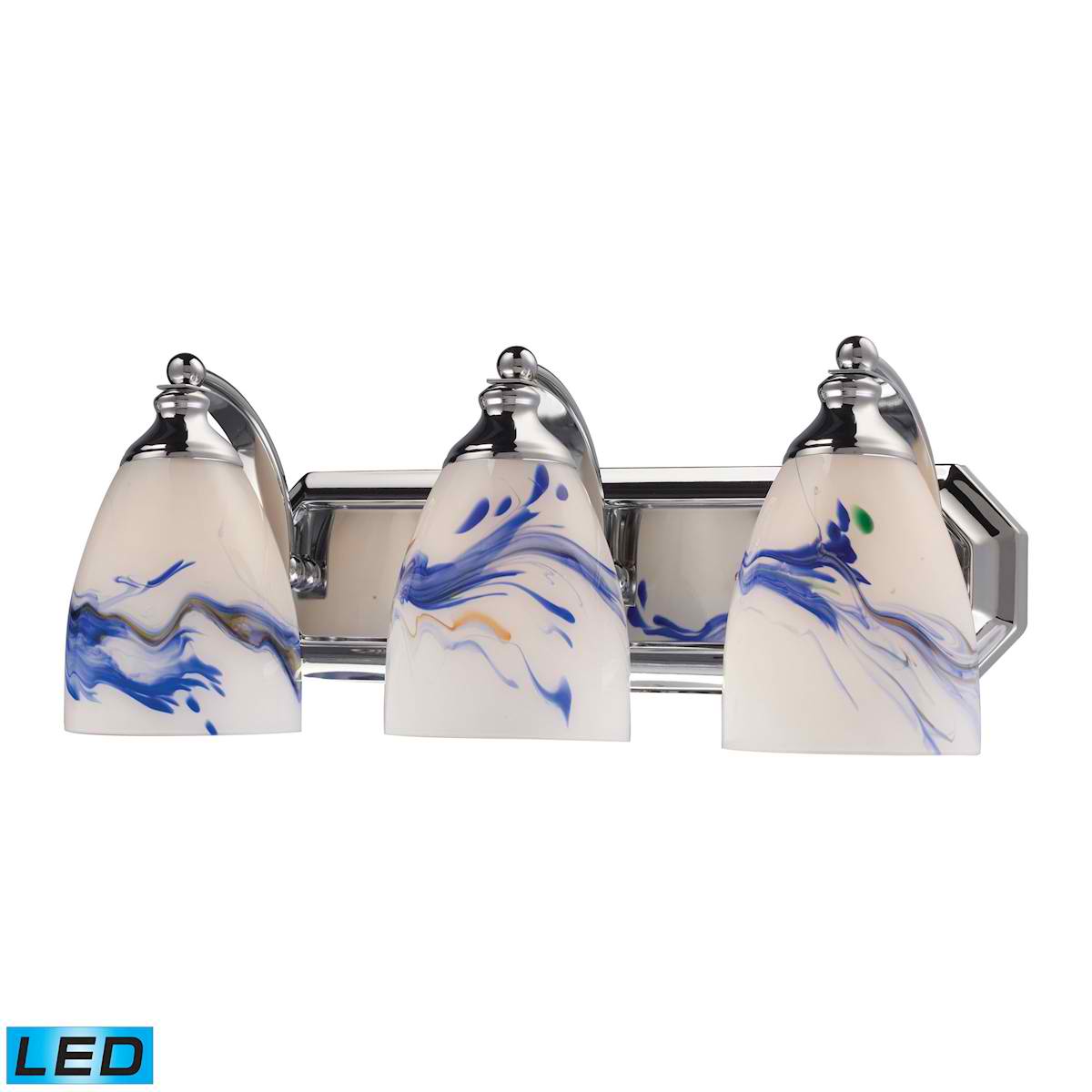3 Light Vanity in Polished Chrome and Mountain Glass - LED, 800 Lumens (2400 Lumens Total) with Full Scale