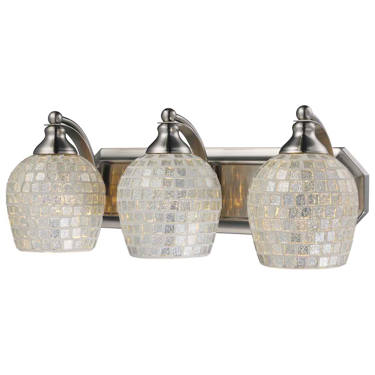 Vanity 3 Light in Satin Nickel with Silver Glass
