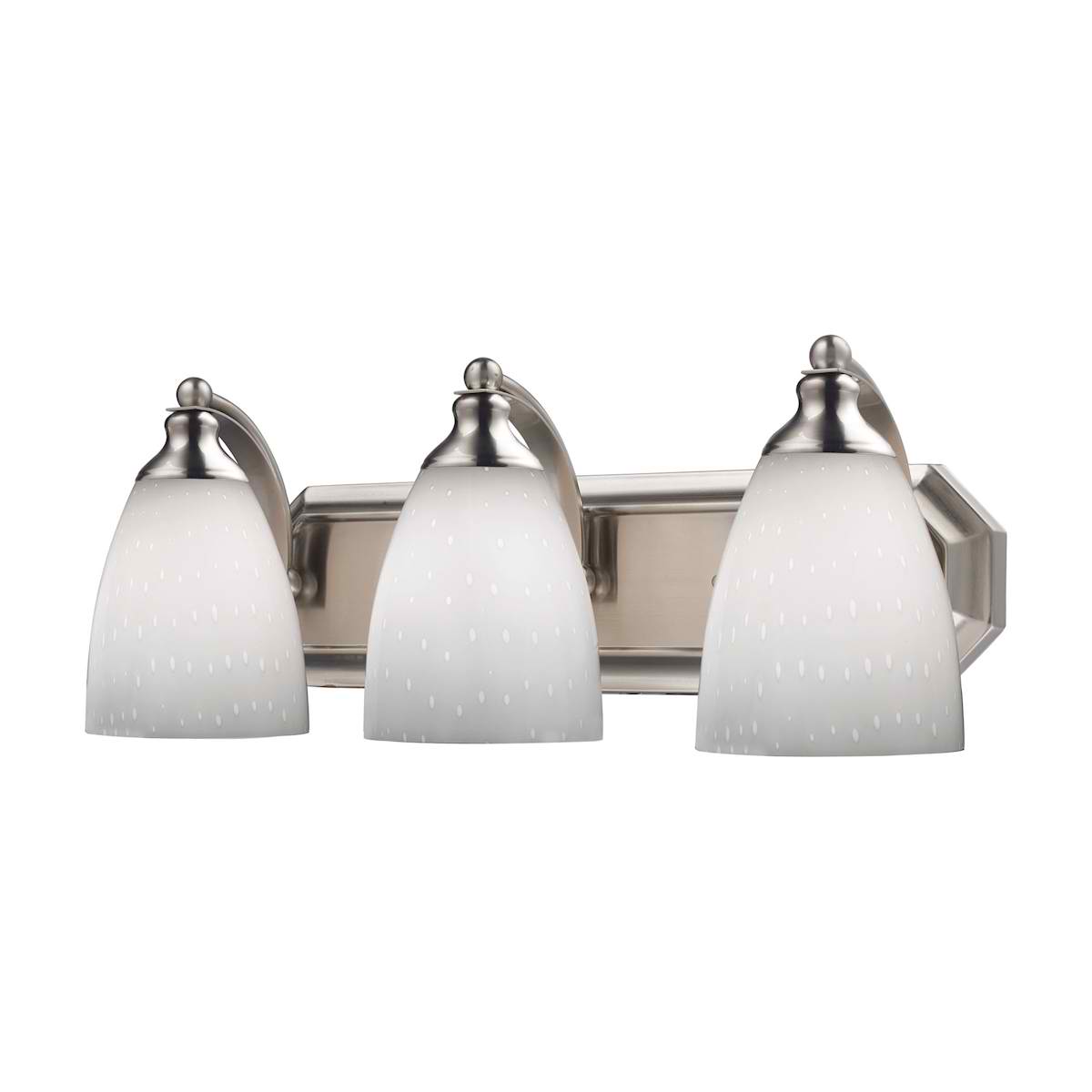 Vanity 3 Light in Satin Nickel with Simple White Glass