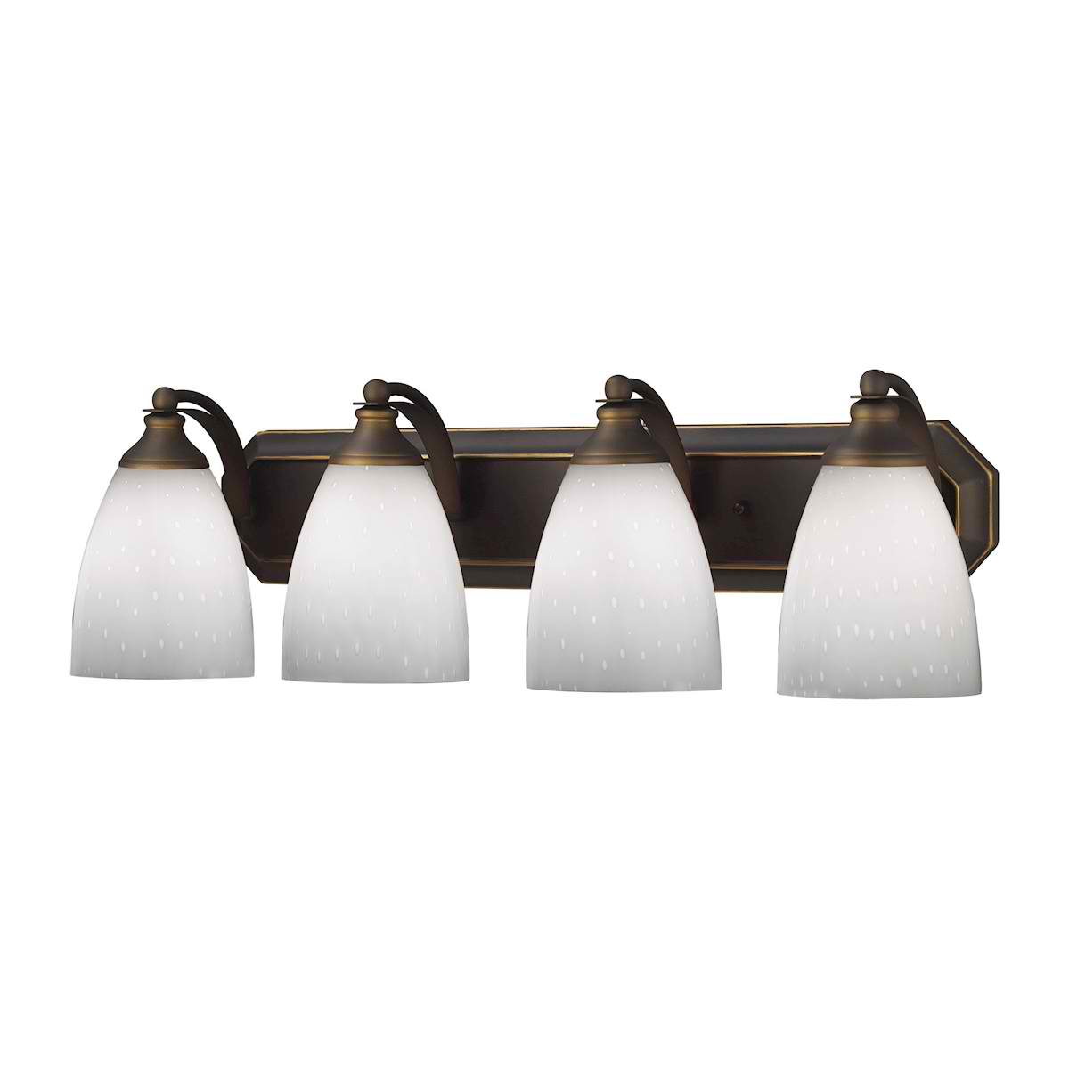 Vanity 4 Light in Aged Bronze with Simple White Glass