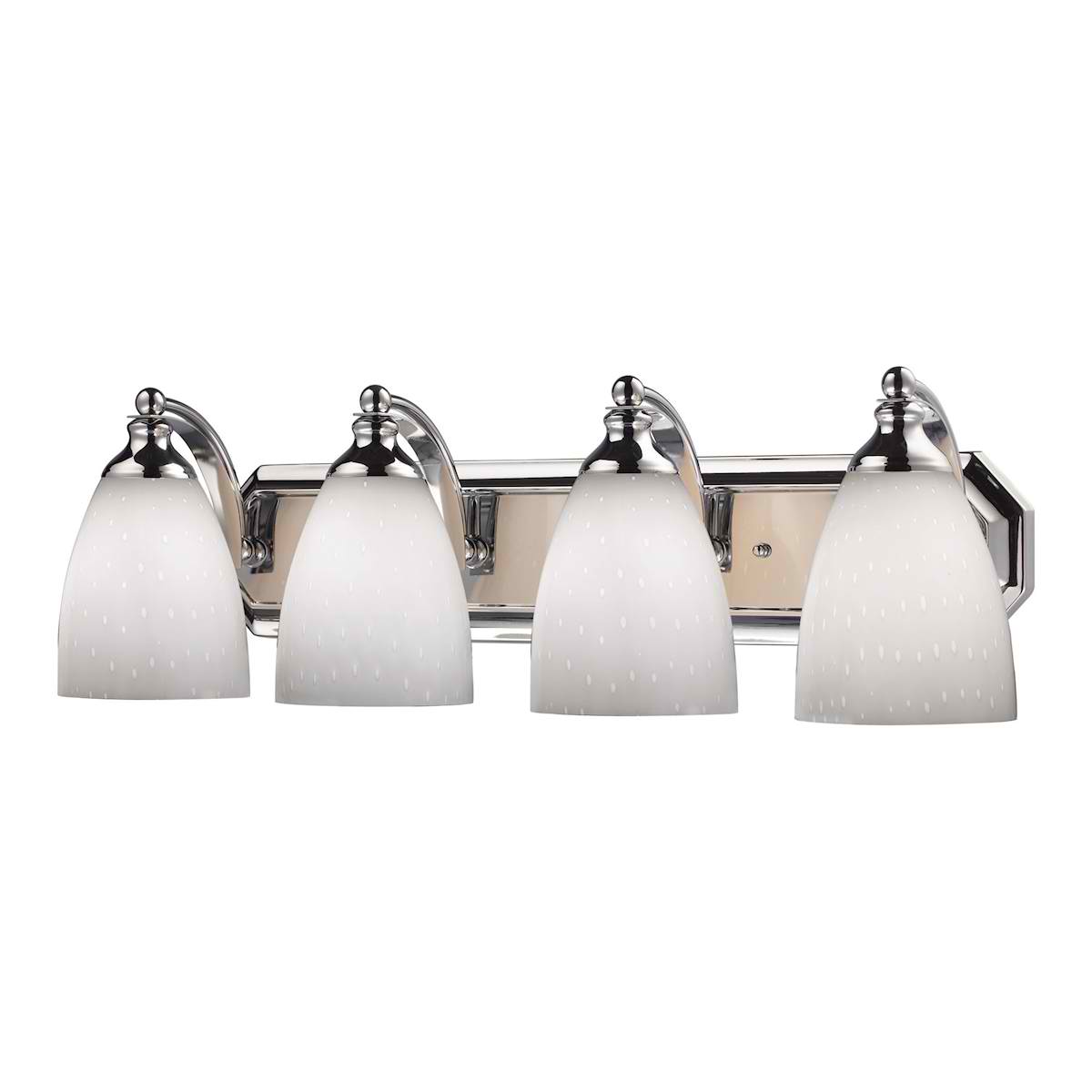 Vanity 4 Light Chrome with Simple White Glass