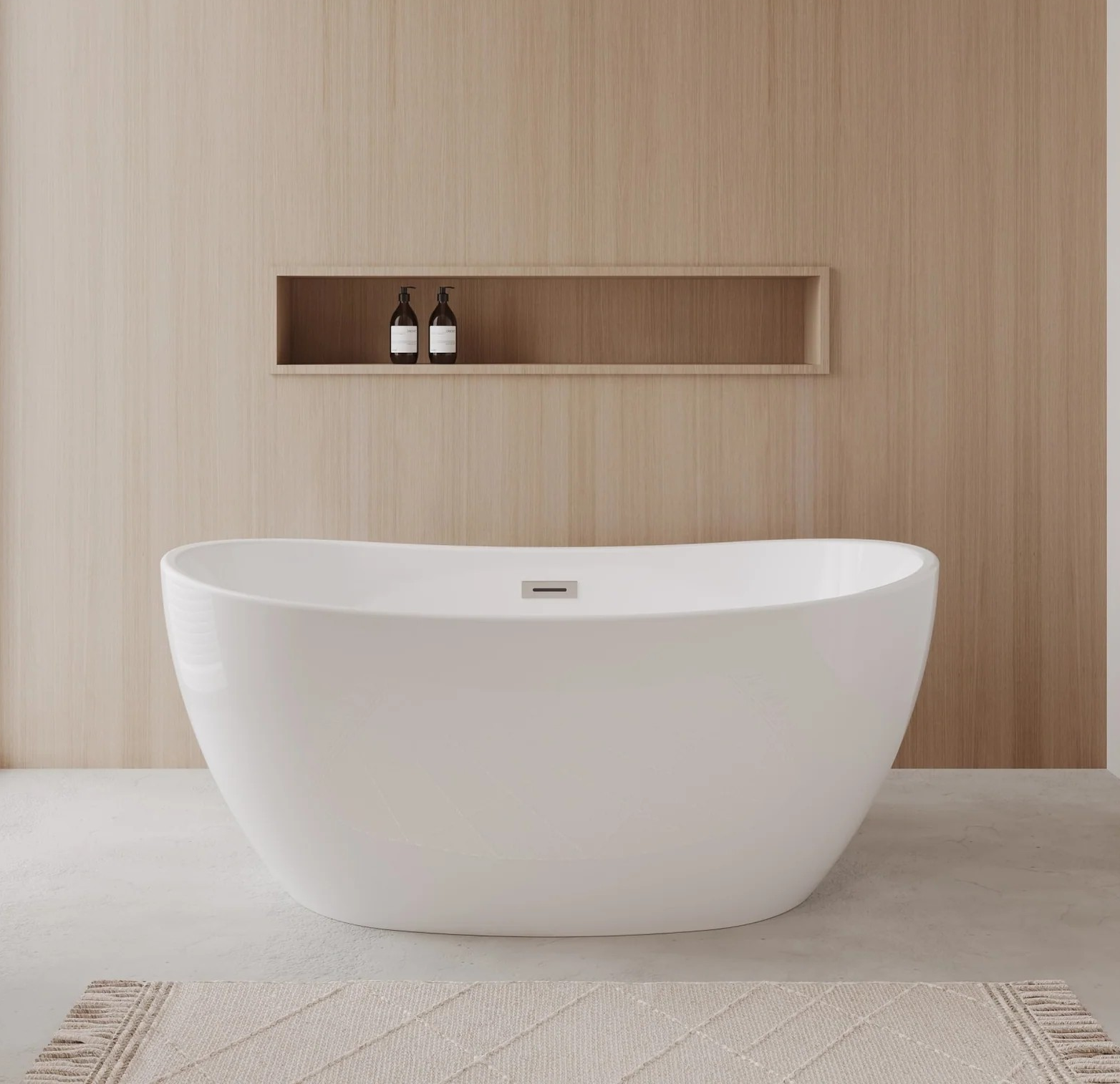 55" Freestanding Acrylic Bathtub in Polished Chrome with Faucet Options, and Color Trim Options