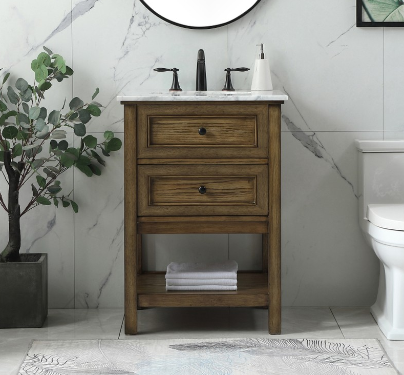 Modern Fitting 24"Single Bathroom Vanity in Driftwood Finish