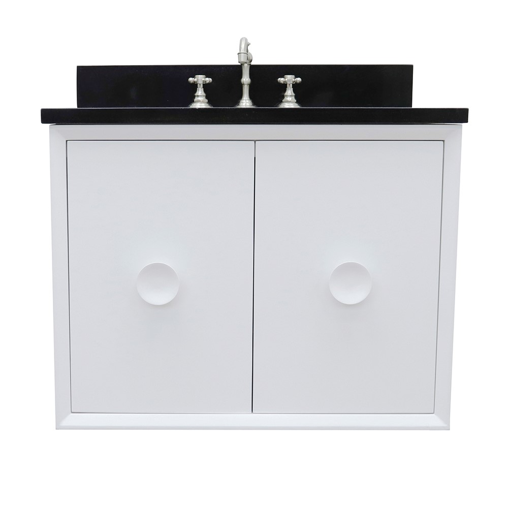 30" Single Wall Mount Vanity in White Finish - Cabinet Only with Countertop, Backsplash and Mirror Options