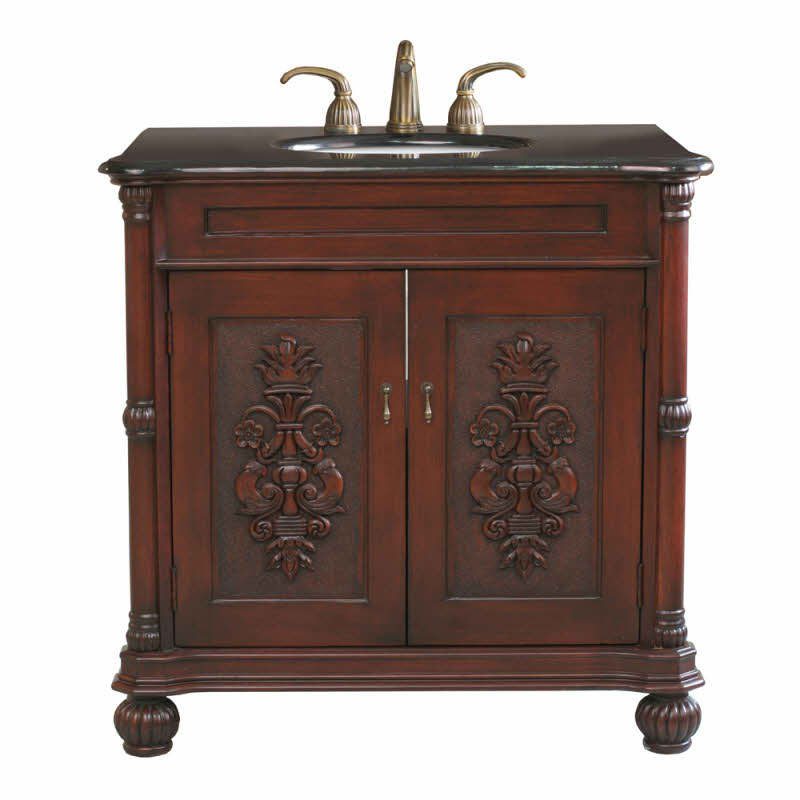 The Bella Collection 36 inch Colonial Cherry Single Sink Bathroom Vanity