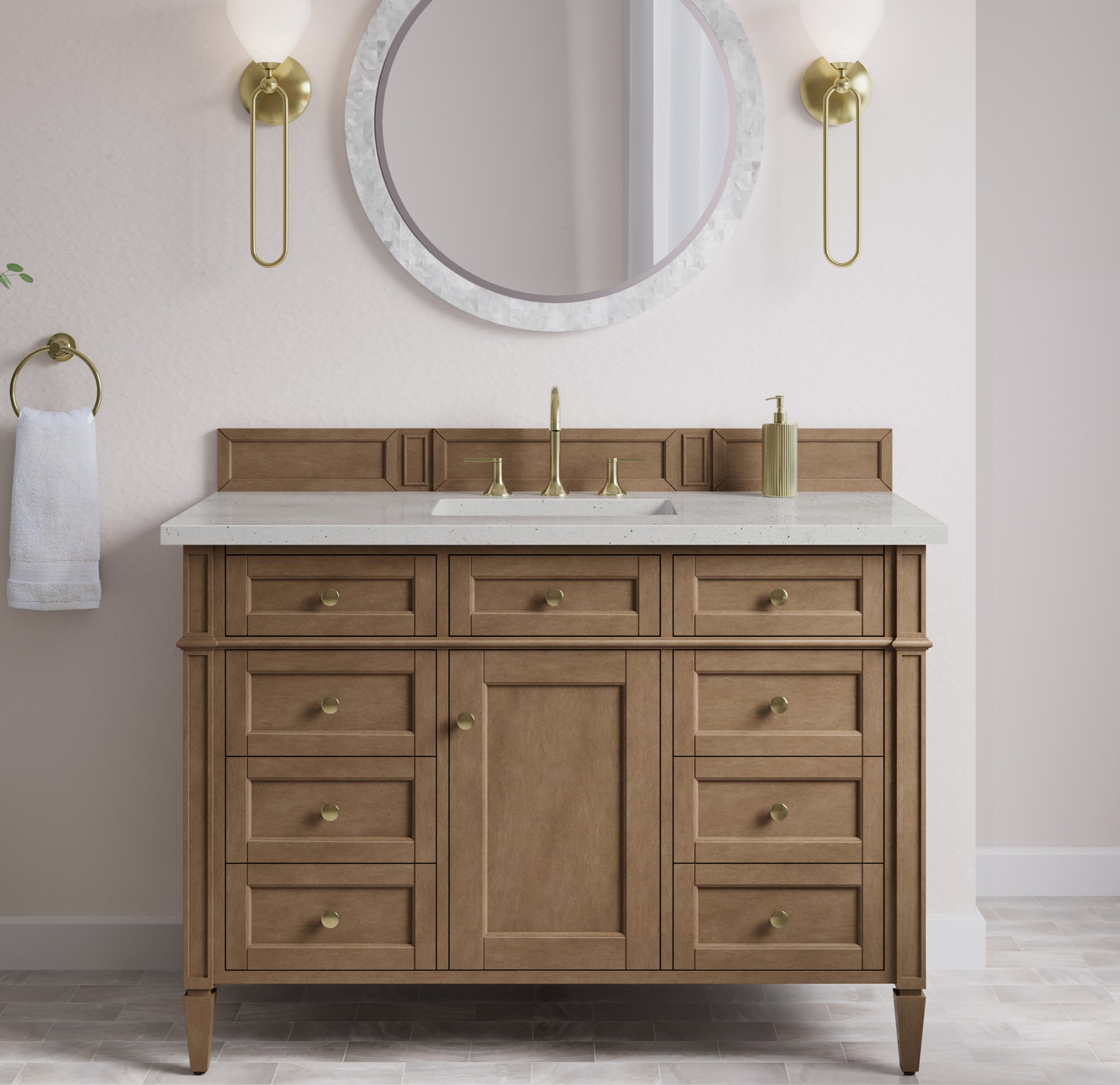 James Martin 48" Single Vanity Cabinet, Pecan with Countertop Options