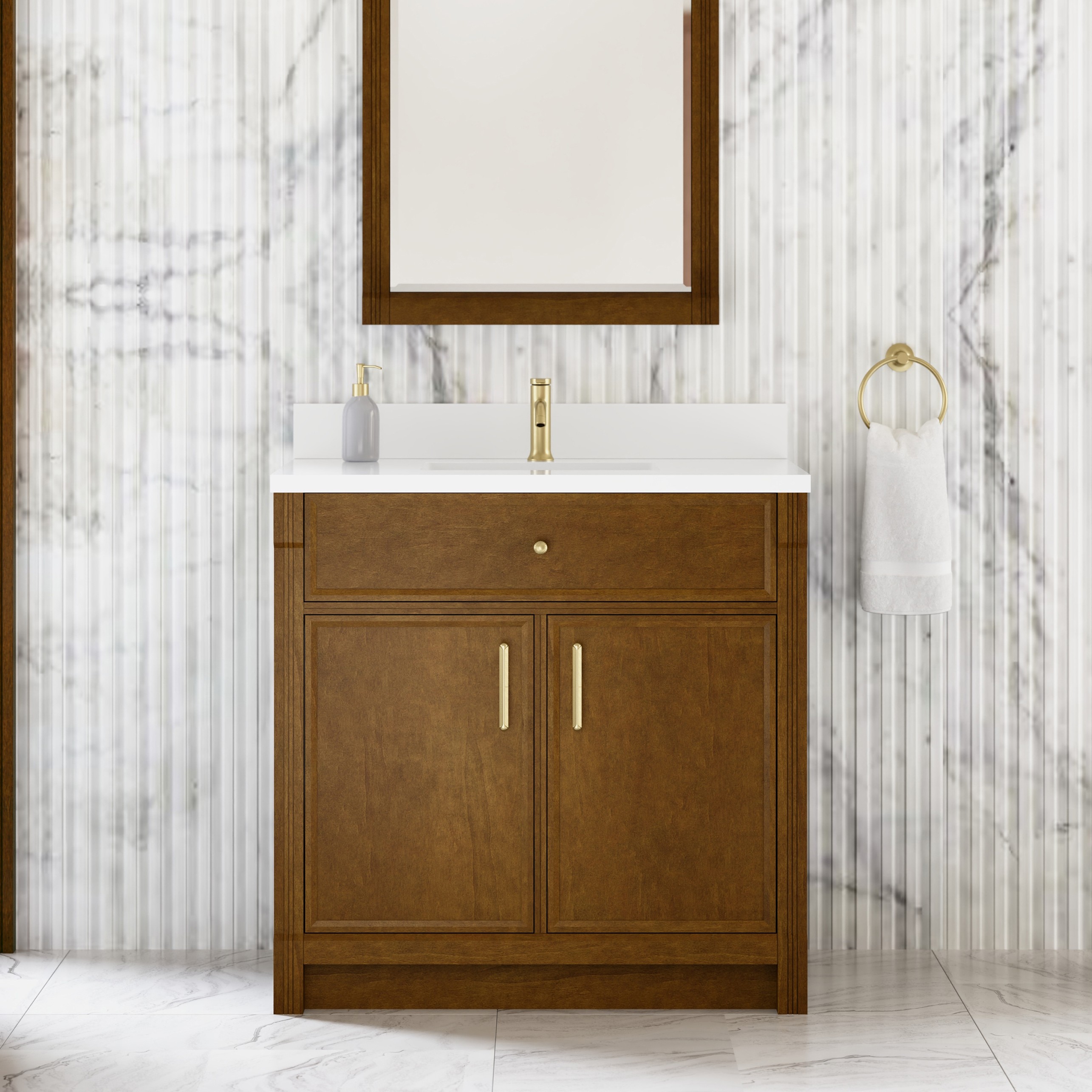James Martin 36" Single Vanity Cabinet, Honey Oak, Base Only with Countertop Options