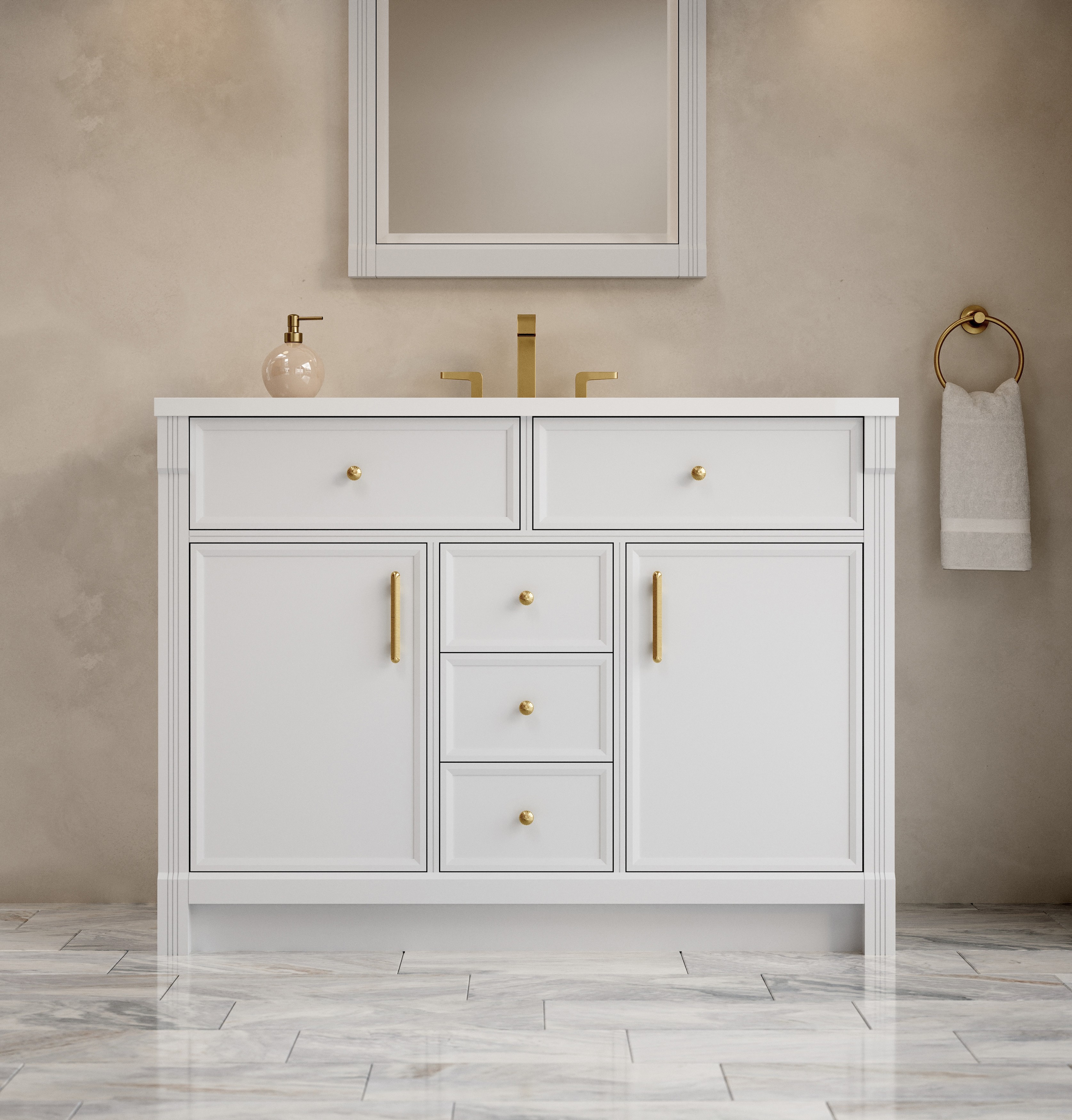 James Martin 48" Single Vanity Cabinet, Bright White, Base only with Countertop Options