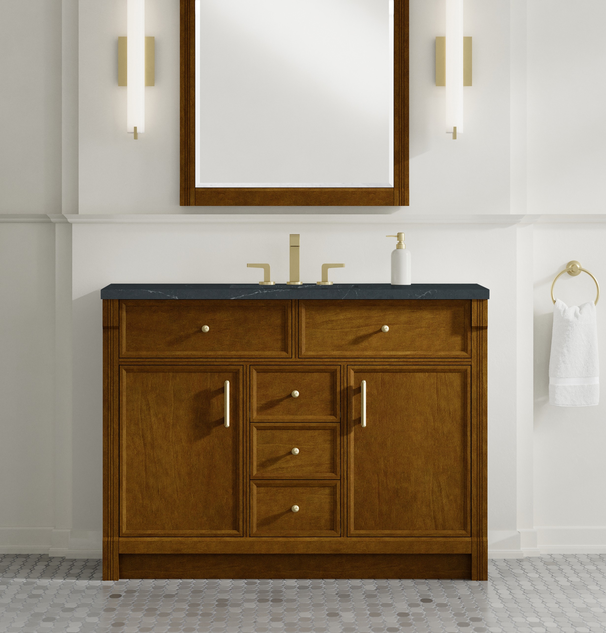 James Martin 48" Single Vanity Cabinet Honey Oak, Base only with Countertop Options