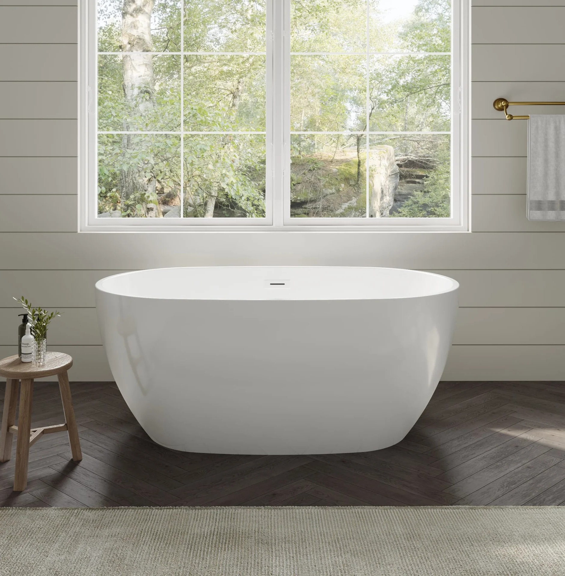 55" Freestanding Acrylic Bathtub in Shiny White with Faucet Options, and Color Trim Options