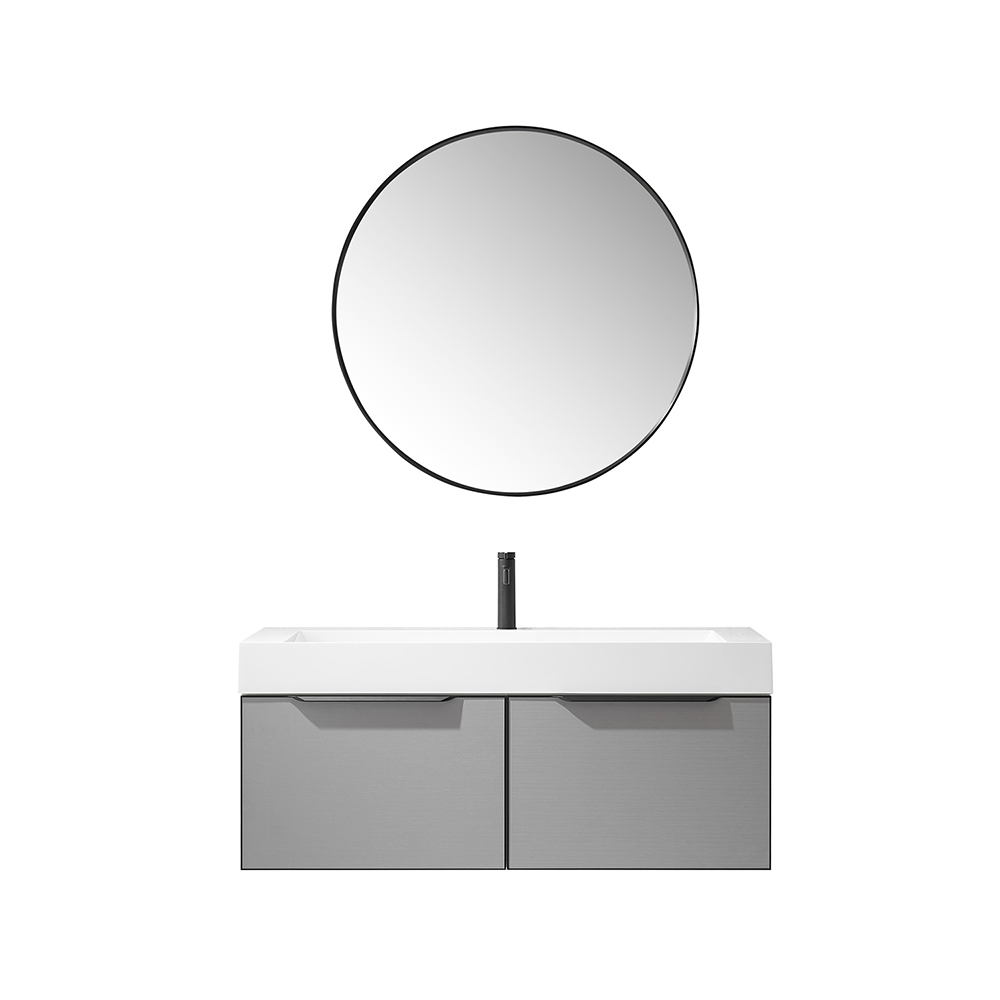 48" Single Sink Bath Vanity in Grey with White One-Piece Composite Stone Sink Top